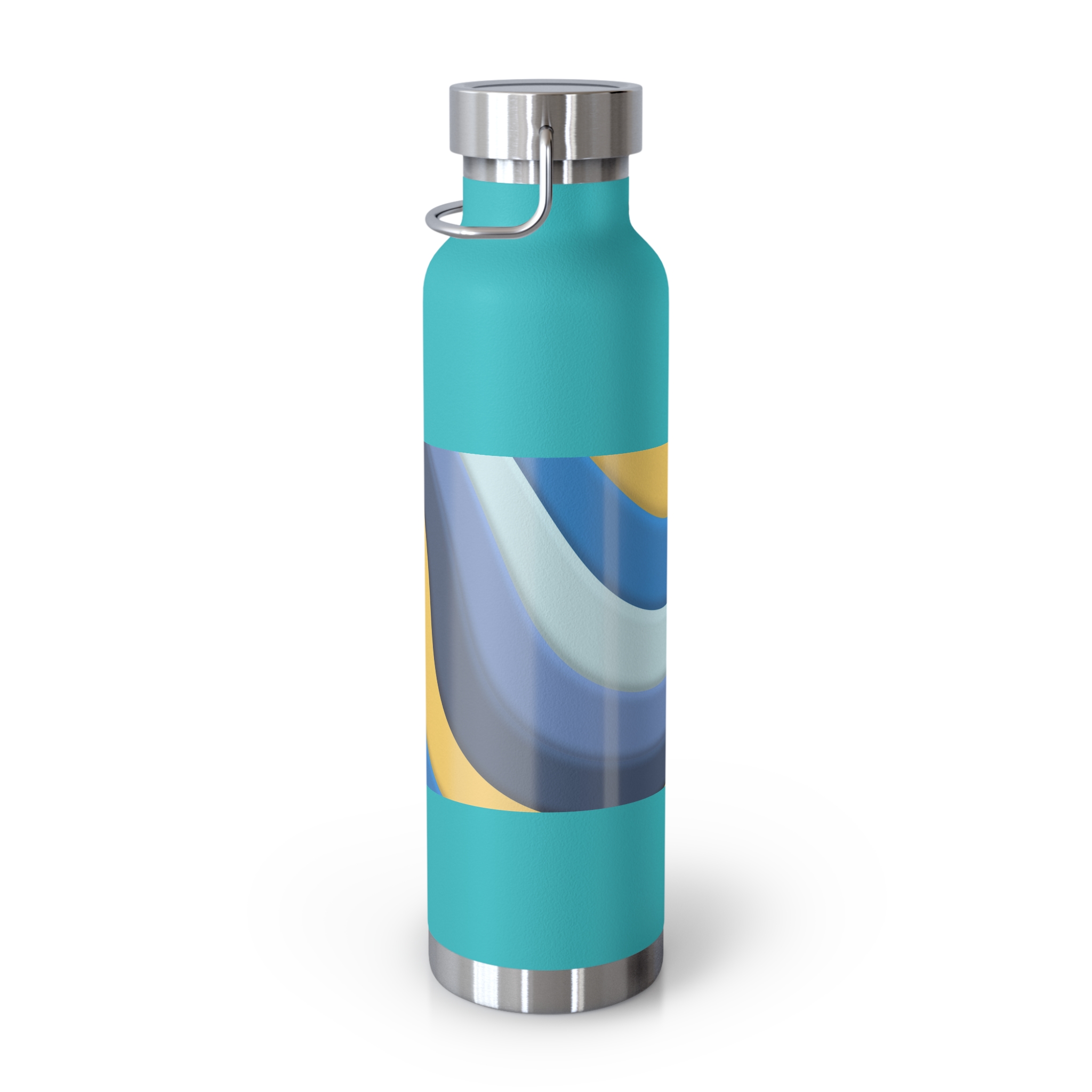 22oz Abstract Blue and Yellow Wave Vacuum Insulated Bottle - Image 28
