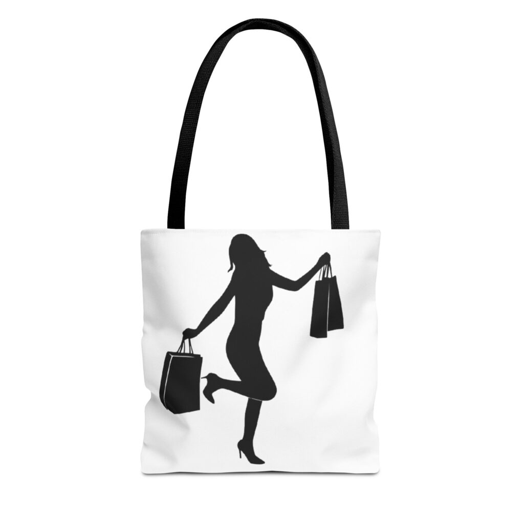 Shopping Silhouette Tote Bag — Chic Shopper Canvas Tote