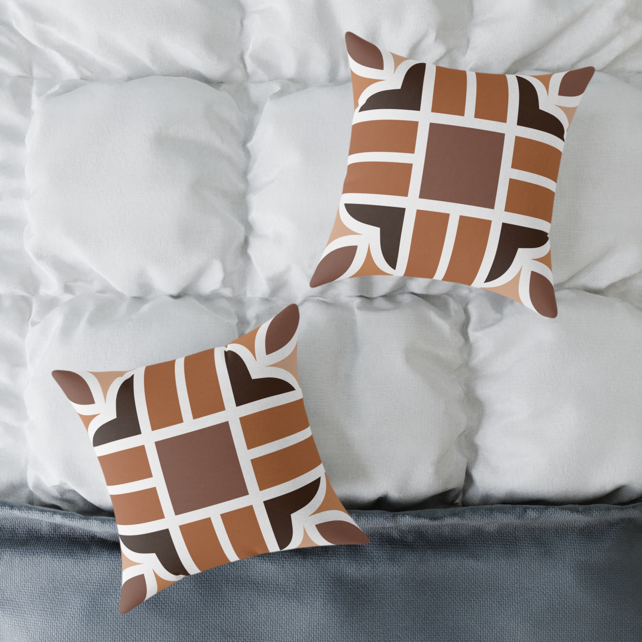 Retro Brown Geometric Square Pillow - Image 12
