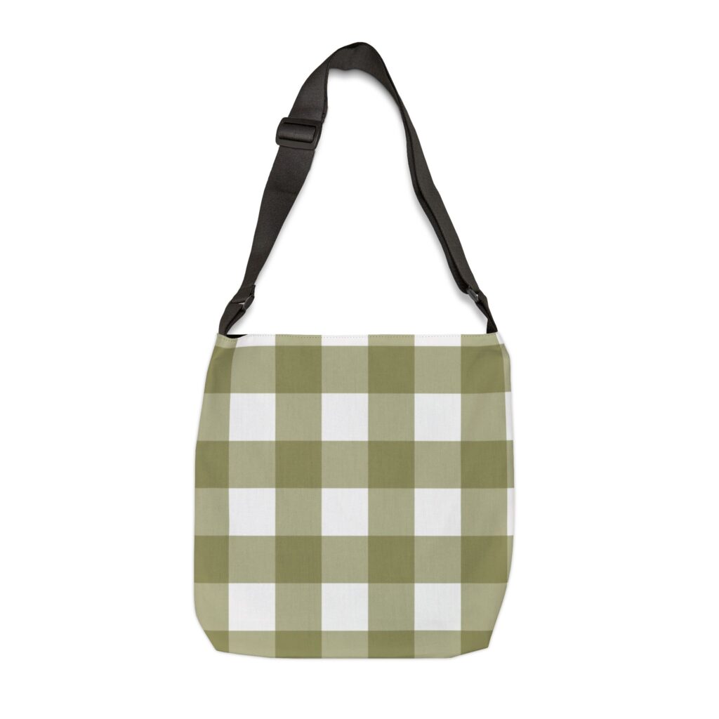 Olive Buffalo Check Tote | Adjustable Strap Plaid Bag