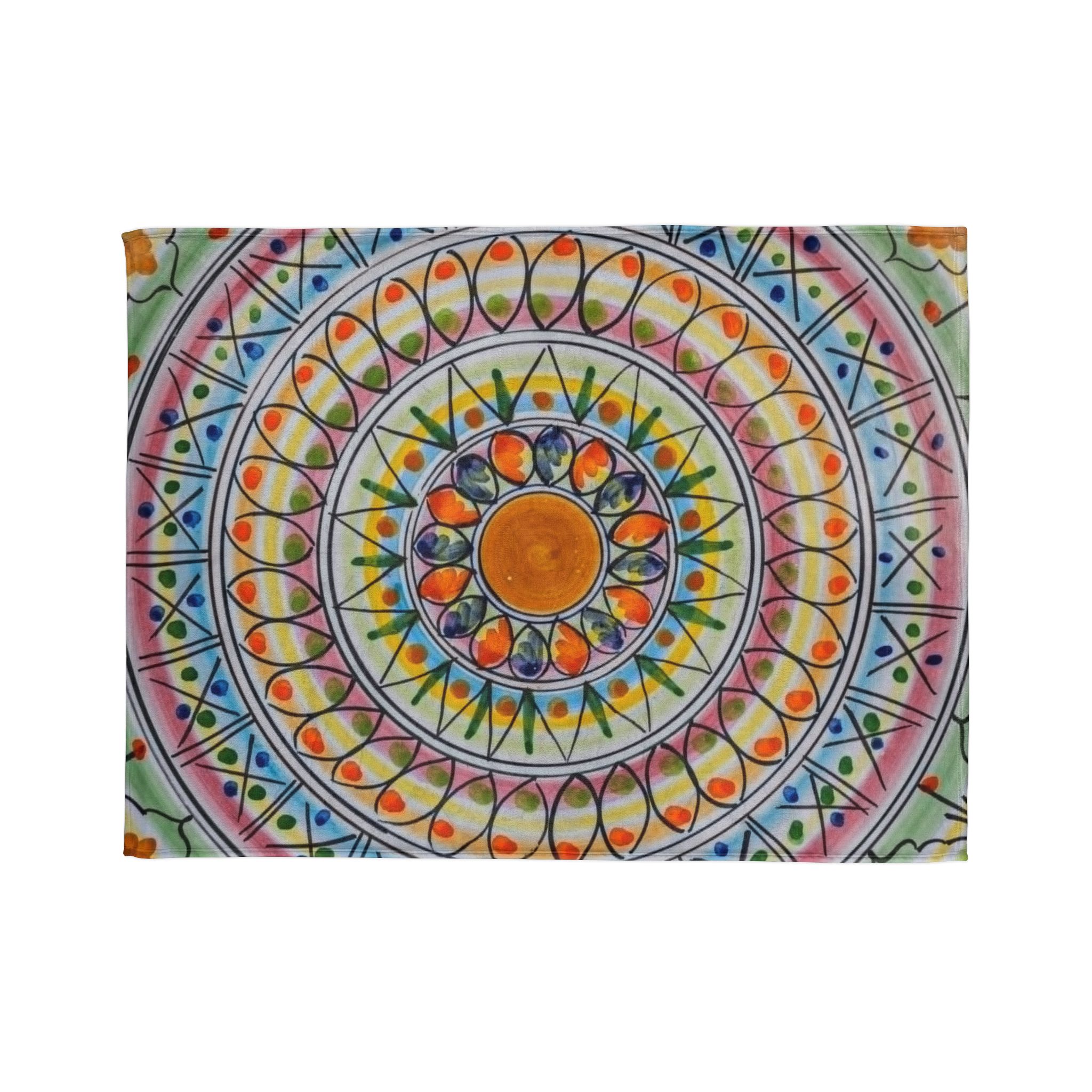 Mandala Sunburst Blanket — Colorful Boho Polyester Throw - Image 2