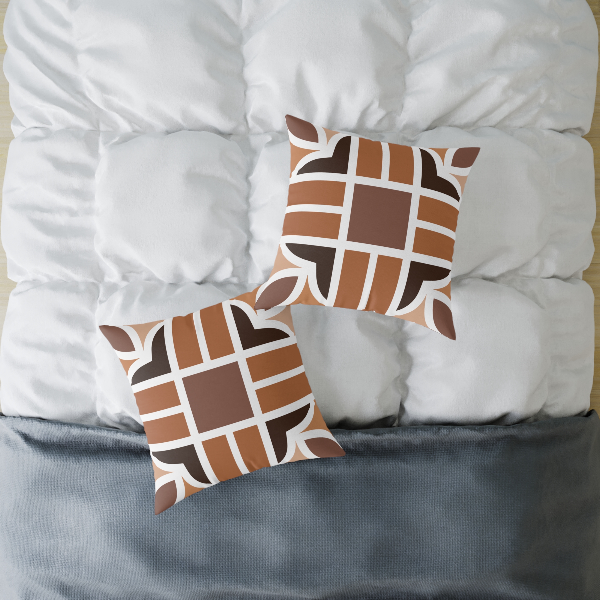 Retro Brown Geometric Square Pillow - Image 16