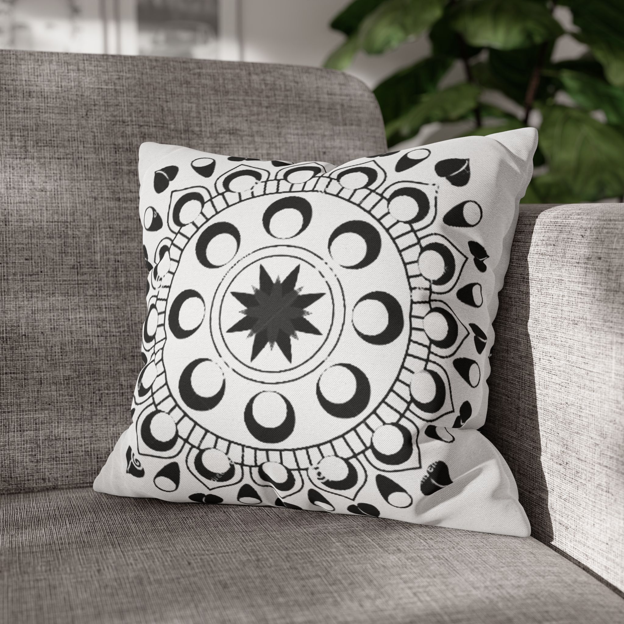 Celestial Moon Phases Mandala Square Pillowcase - Image 10