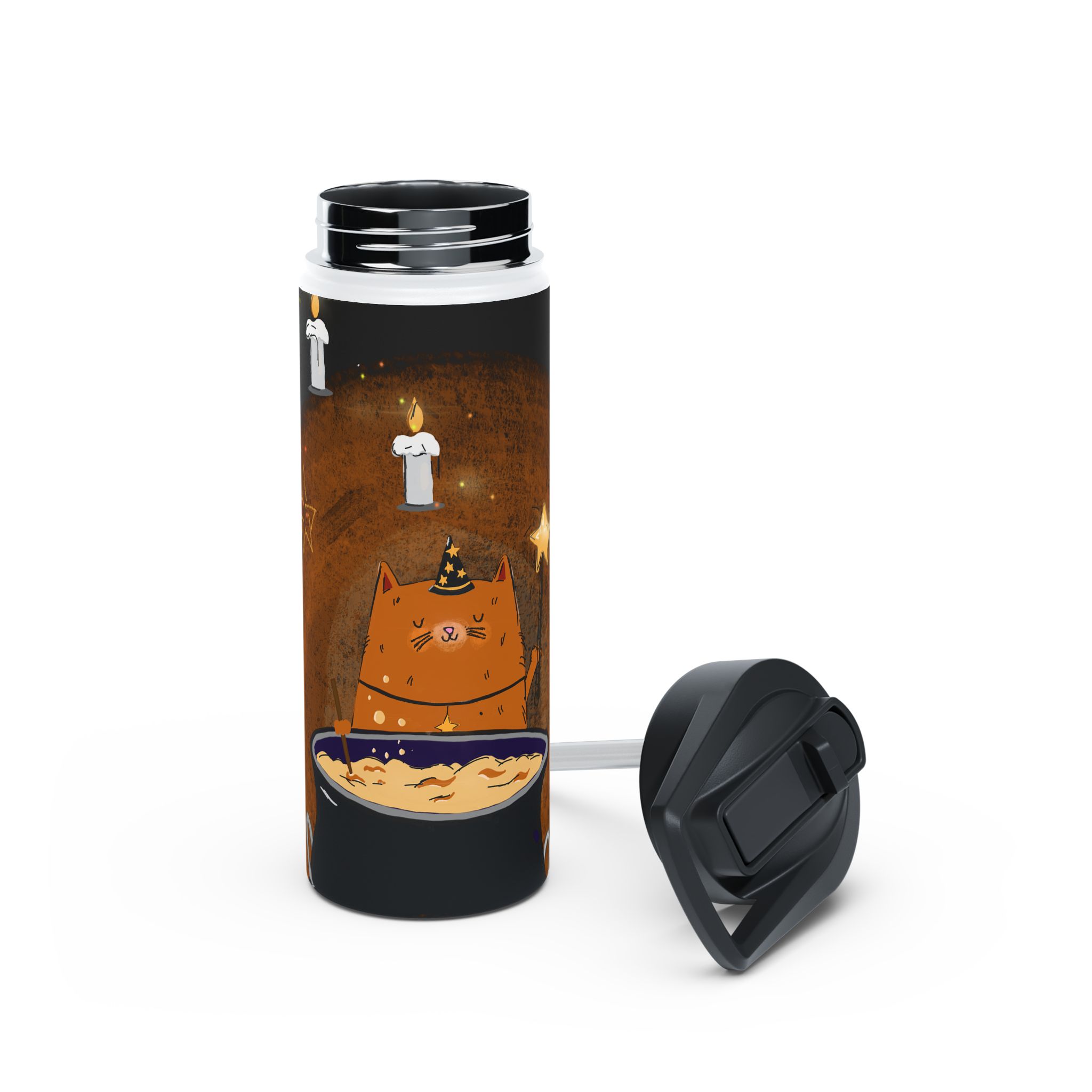 Witch Cat Brewing Potion water bottle | Stainless Steel Bottle - Image 7