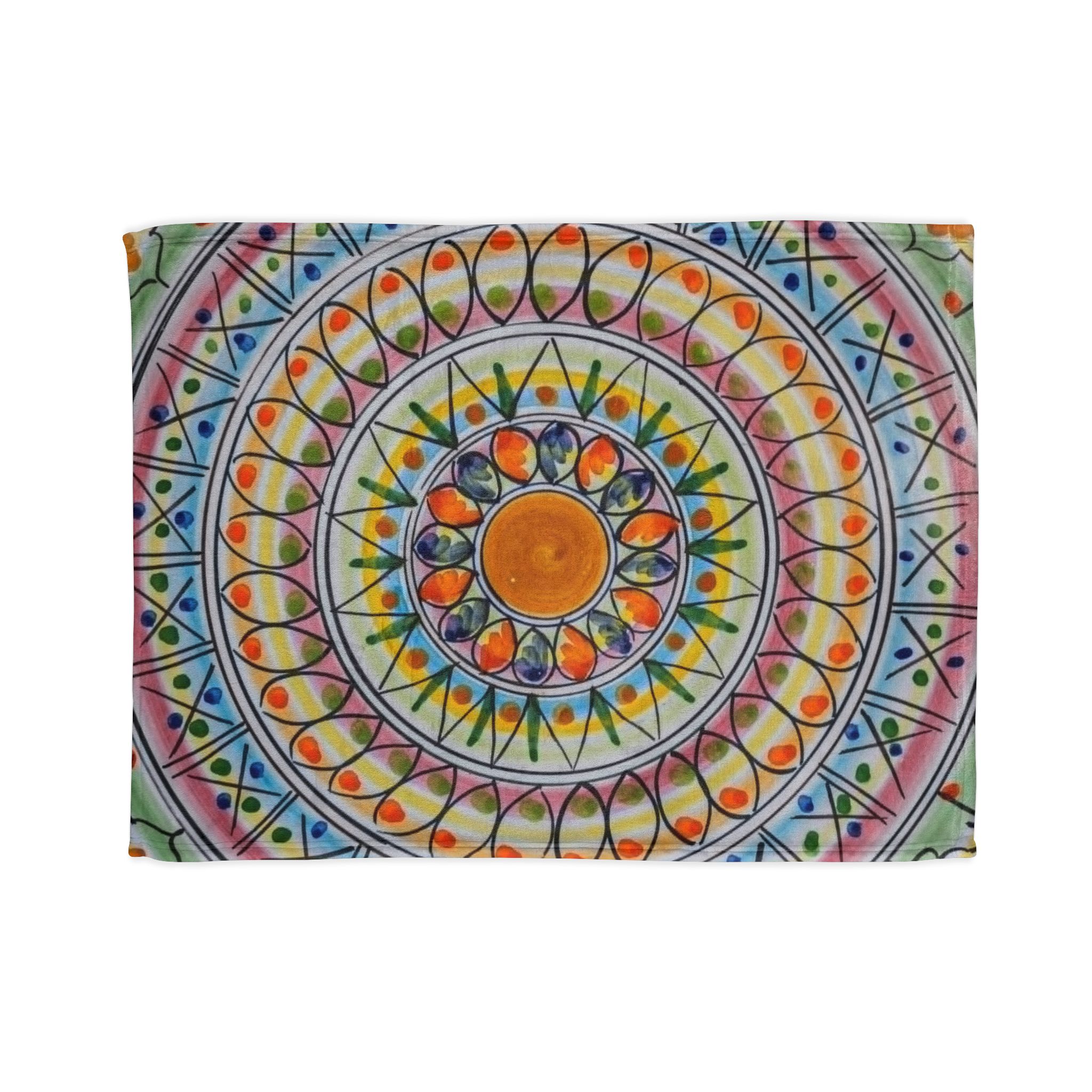 Mandala Sunburst Blanket — Colorful Boho Polyester Throw - Image 5