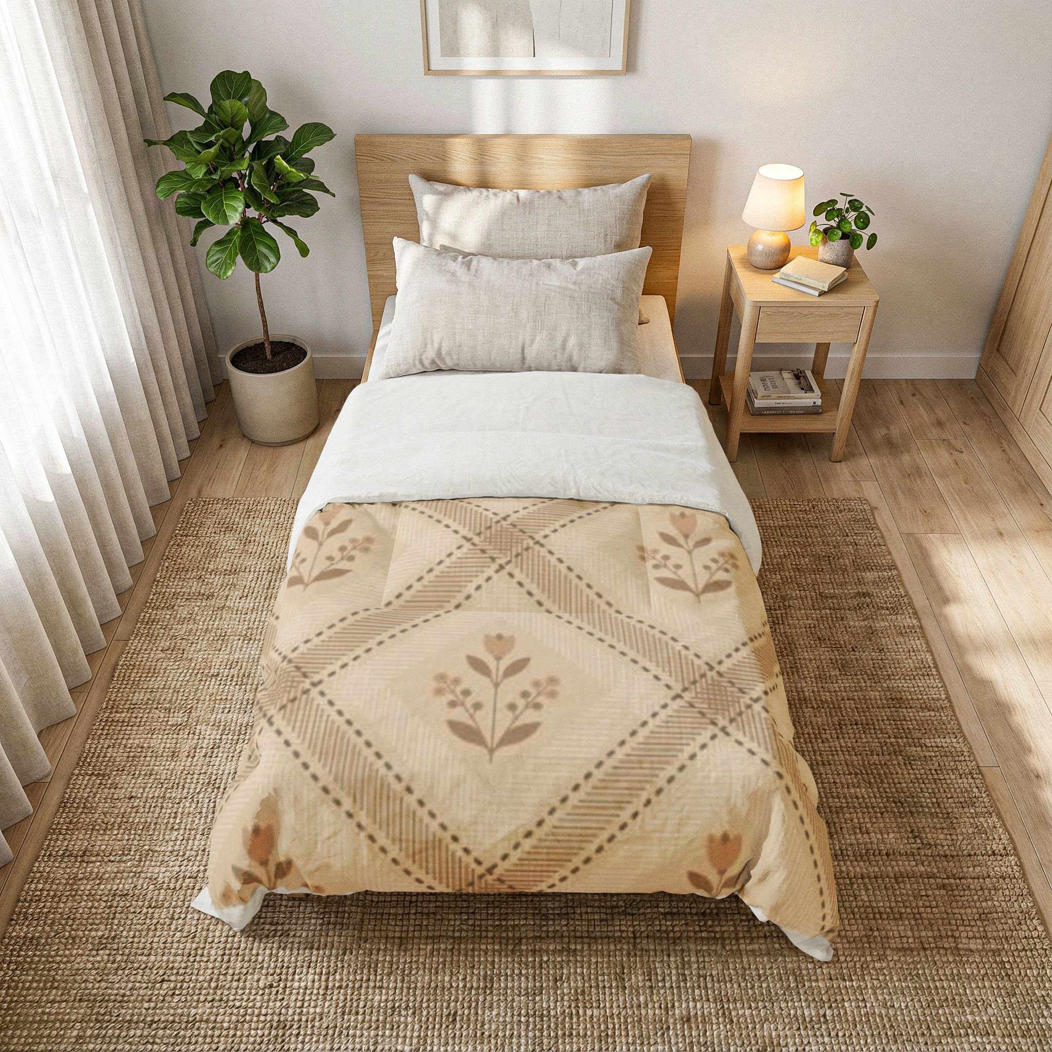 Vintage Floral Diamond Pattern Cotton Comforter - Image 8