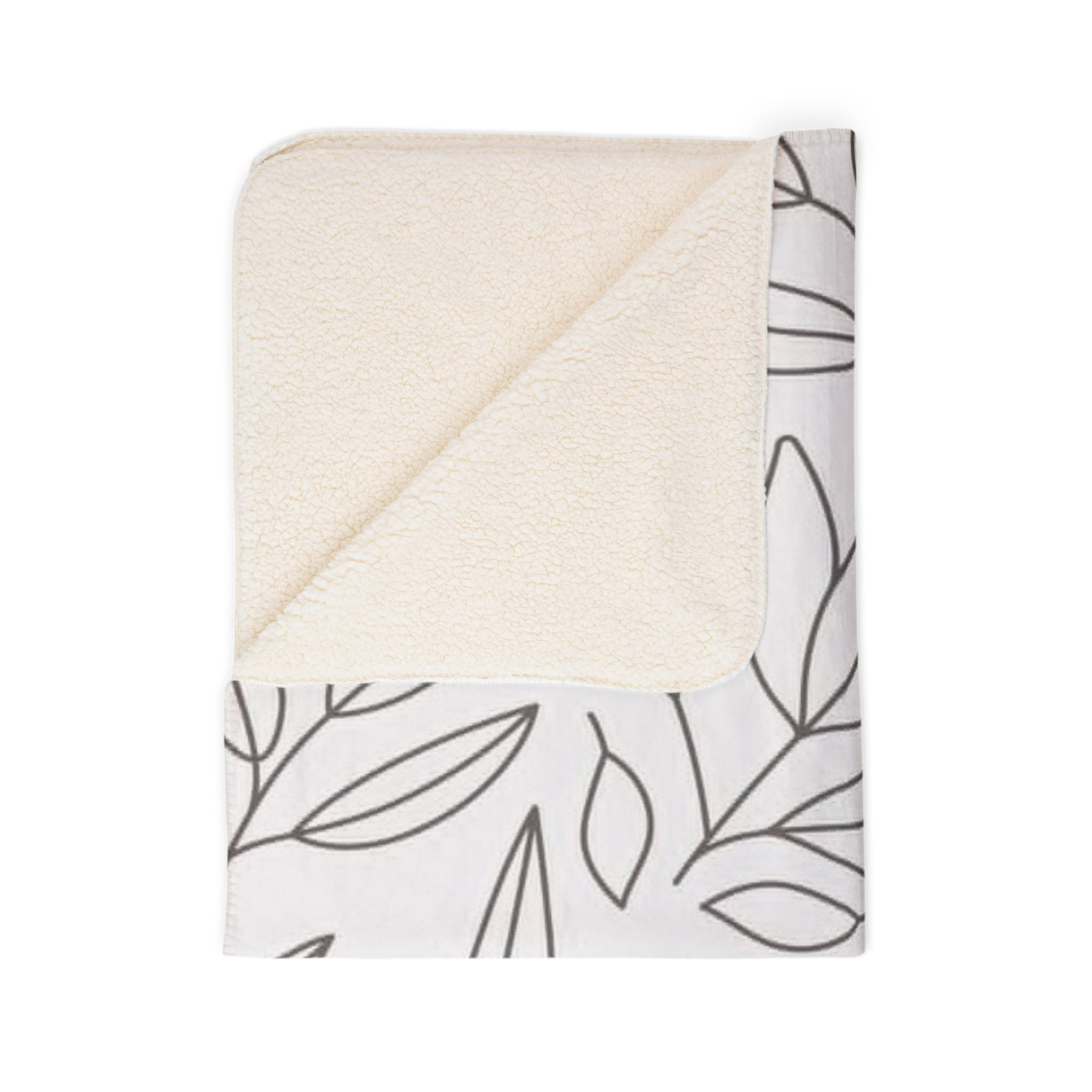 Leaf Outline Fleece Sherpa Blanket – Minimal Botanical Throw - Image 19