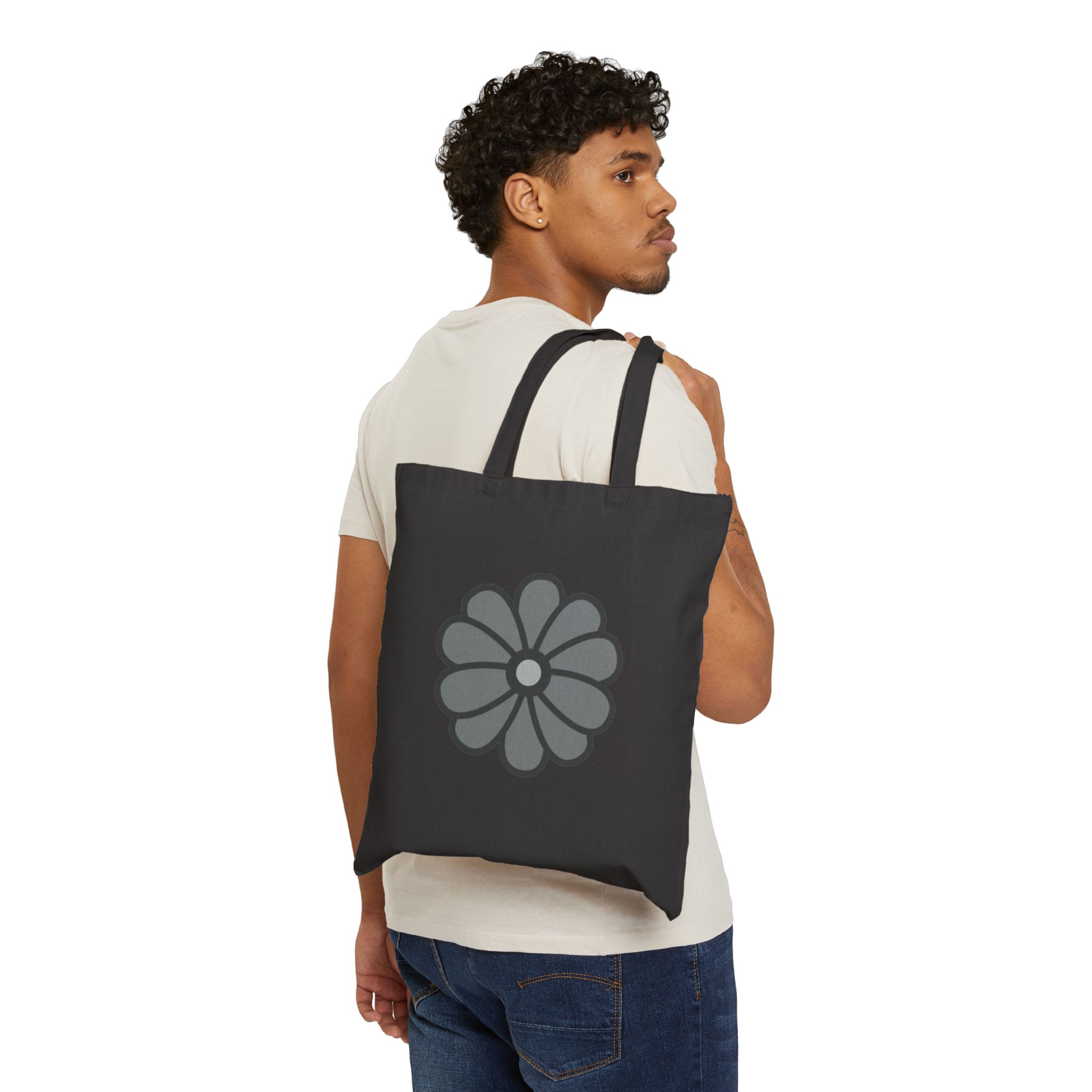 Floral Daisy Cotton Canvas Tote Bag - Image 5