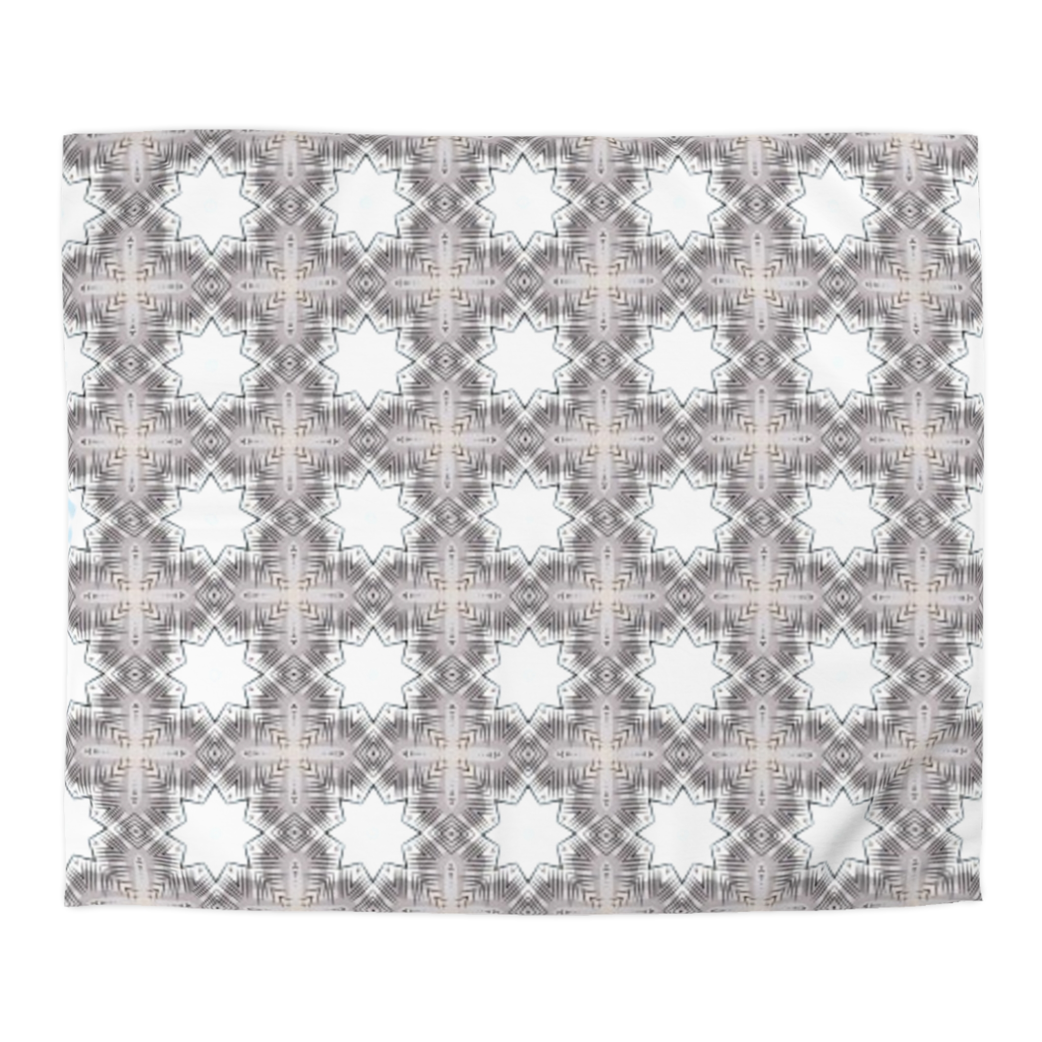 Gray Geometric Moroccan Star Microfiber Duvet Cover - Image 13
