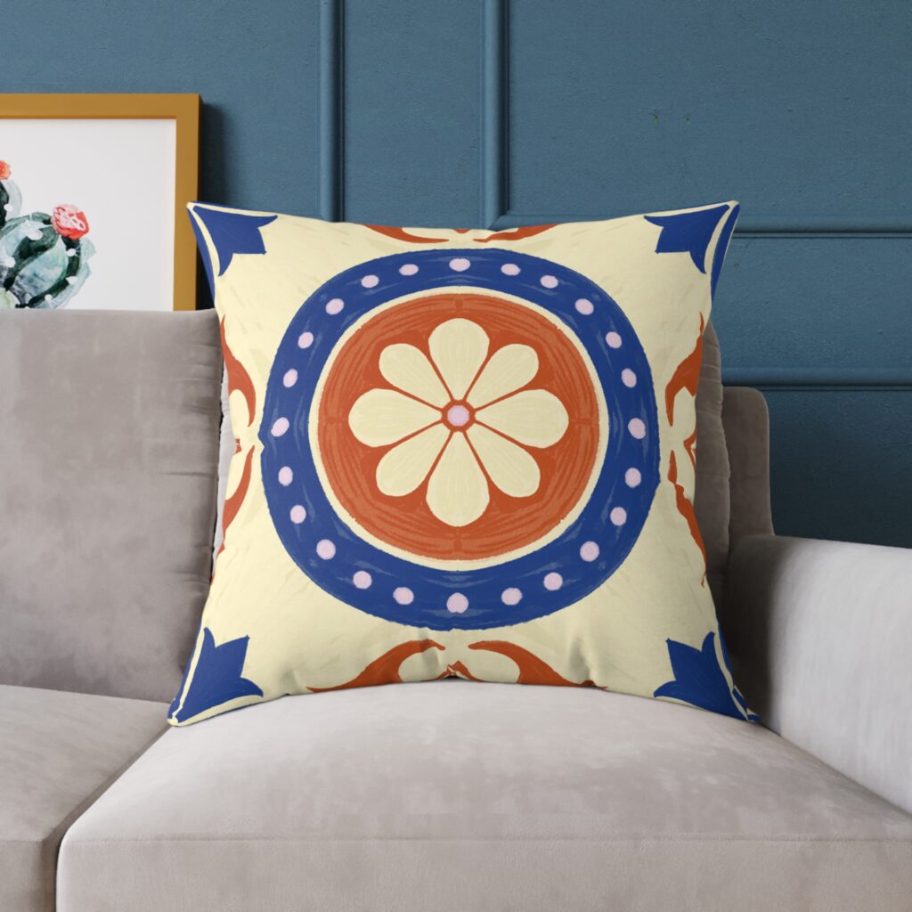 Retro Floral Medallion Decorative Pillow