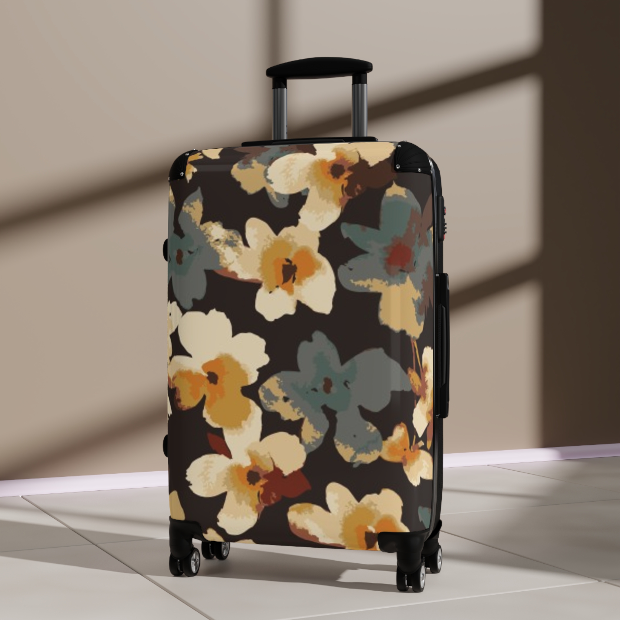 Watercolor Floral Suitcase | Retro Poppy Luggage Cover, Travel Accessory - Image 12