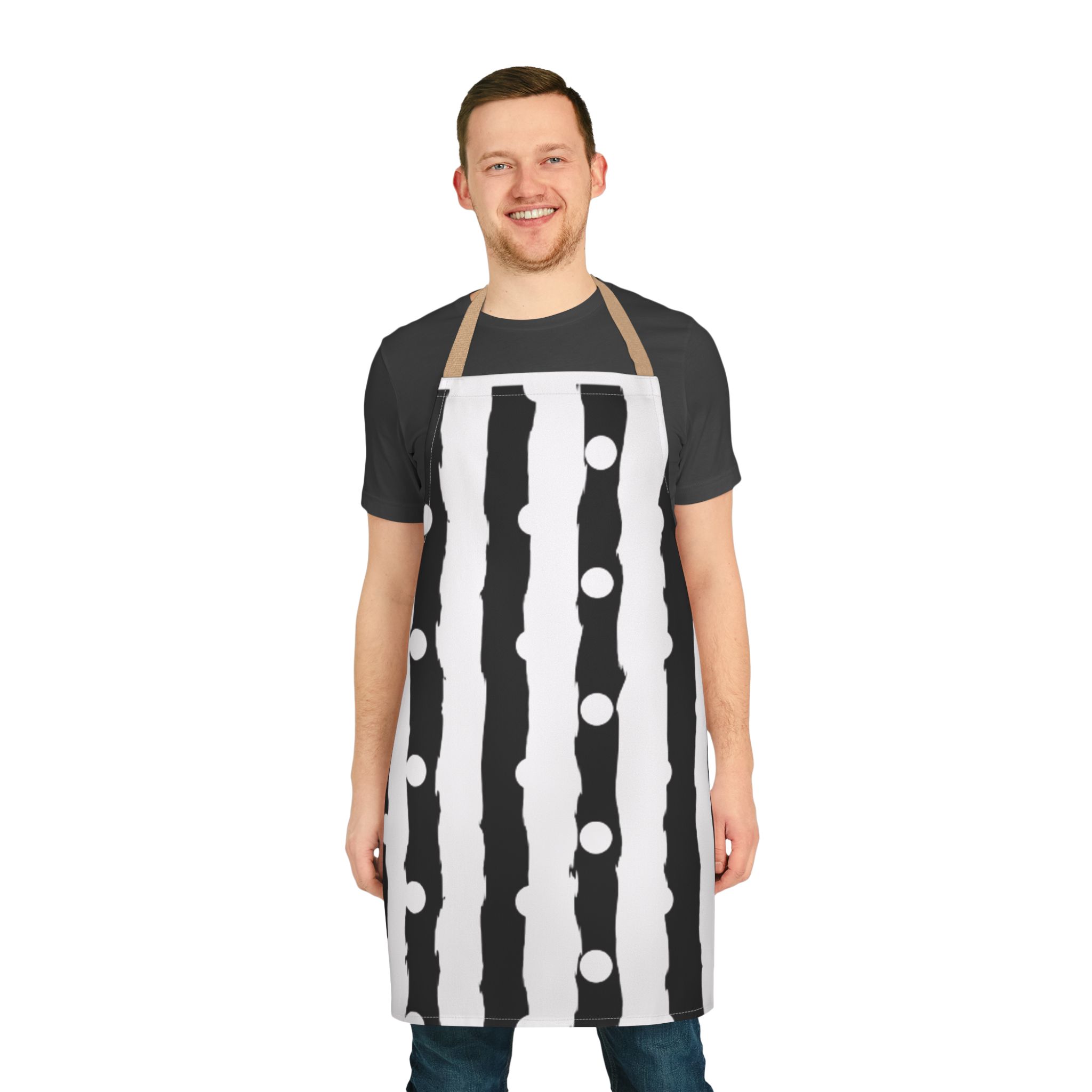 Monochrome Striped Dot Apron — Modern Black & White Kitchen Apron - Image 6