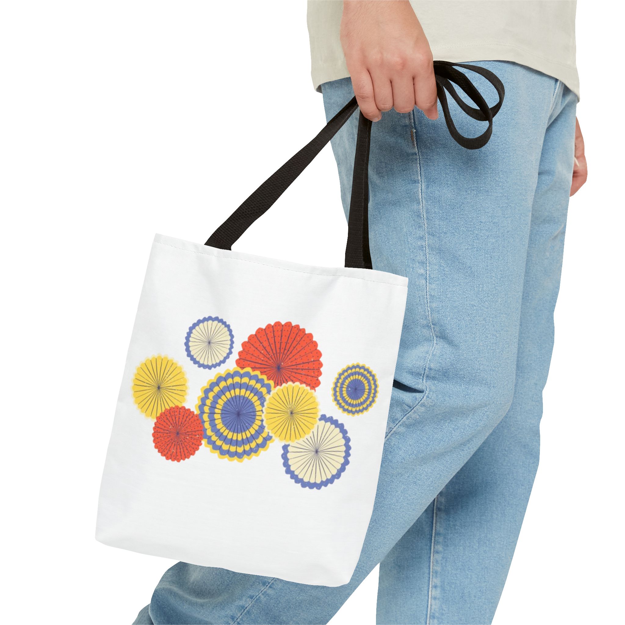 Floral Paper Fans Tote Bag — Colorful Retro Sunburst Design - Image 8