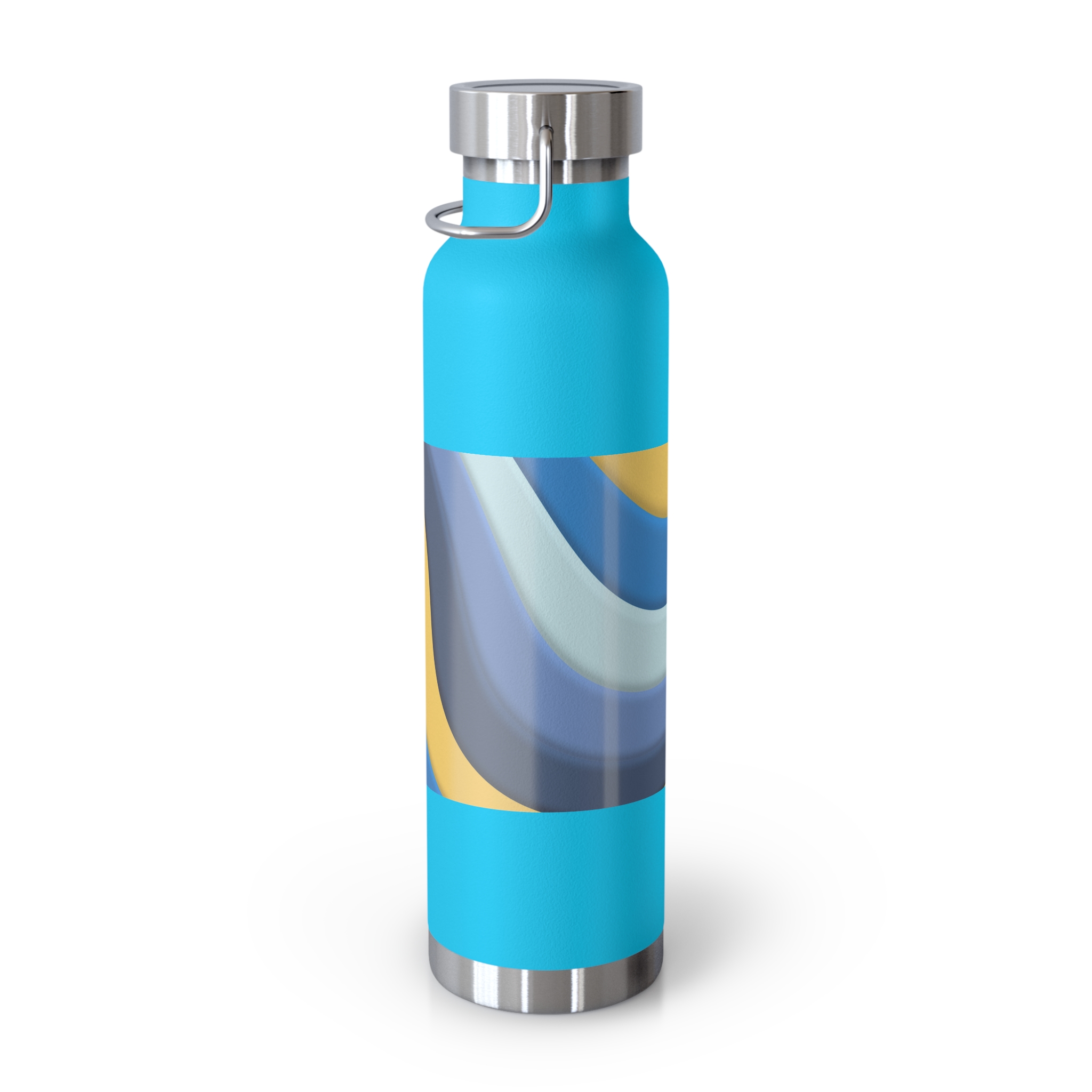 22oz Abstract Blue and Yellow Wave Vacuum Insulated Bottle - Image 33