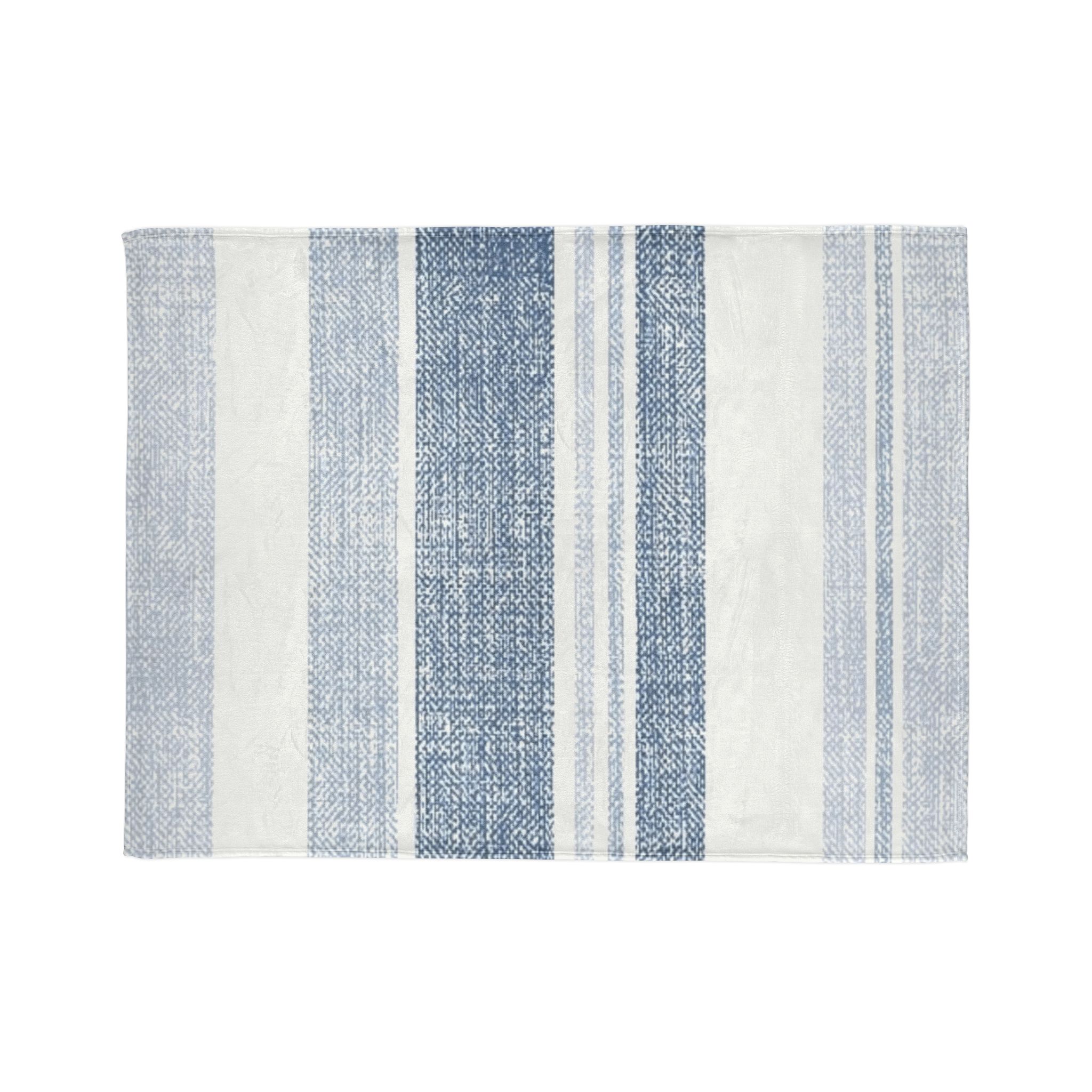 Blue and White Striped Soft Polyester Blanket - Image 9