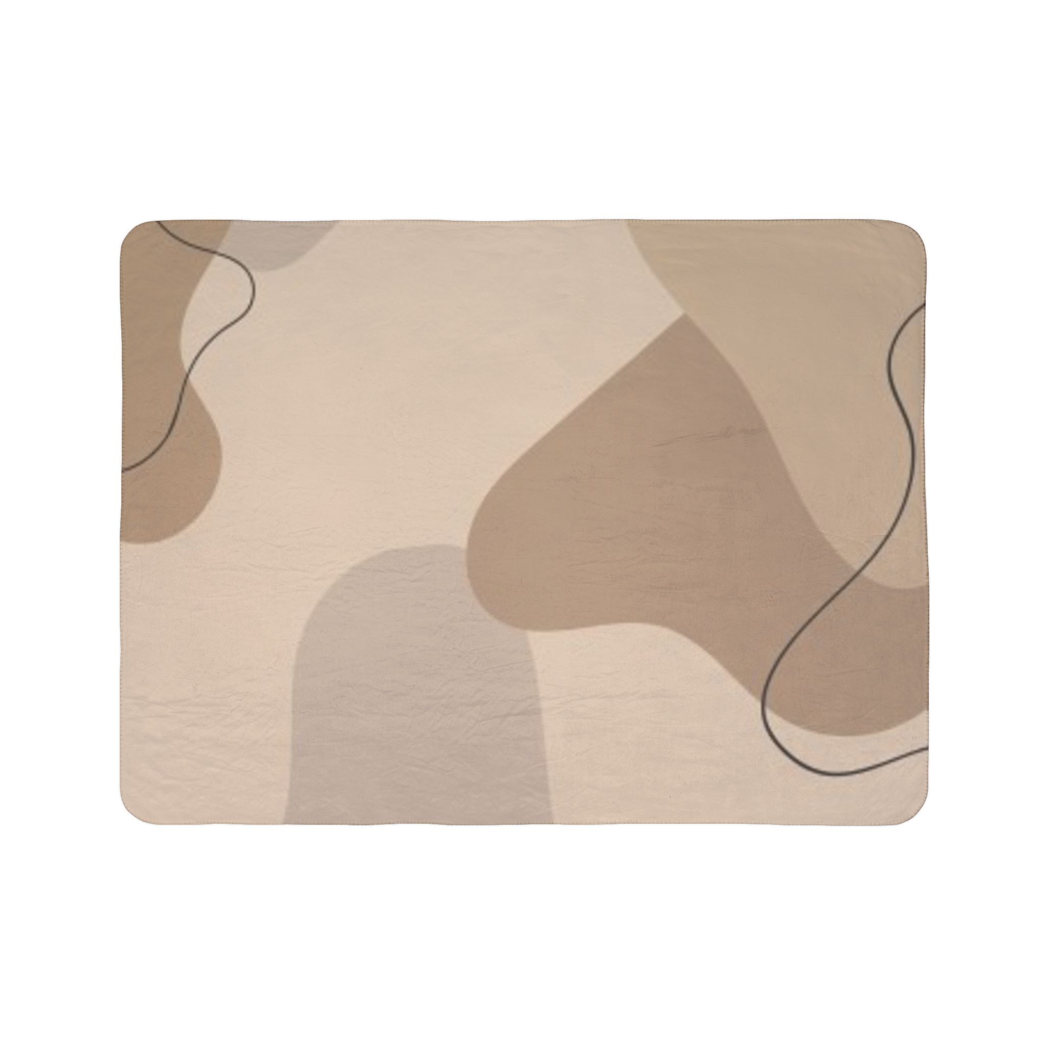 Abstract Neutral Shapes Sherpa Blanket — Cozy Beige Fleece Throw - Image 3