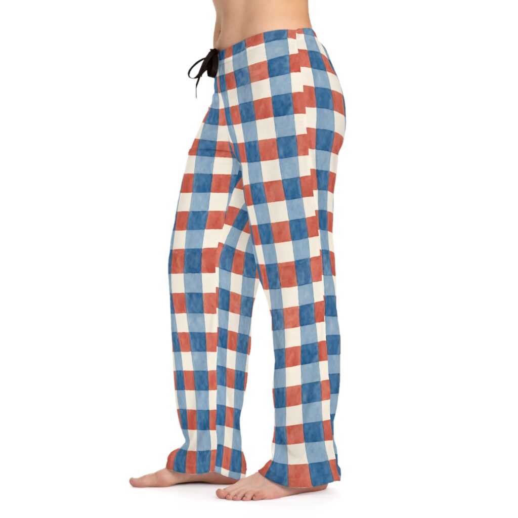 Women’s Red, White & Blue Gingham Pajama Pants