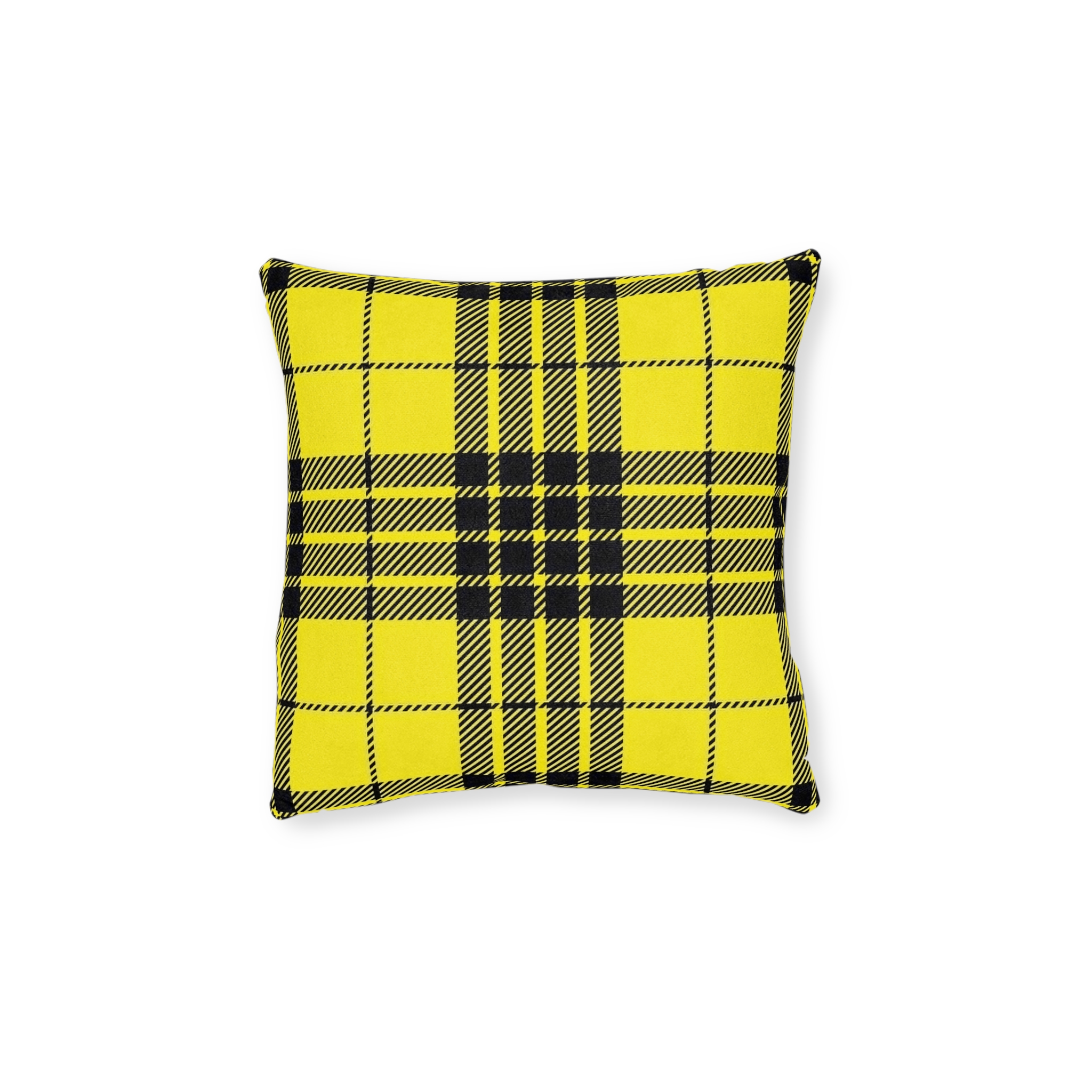 Yellow Black Plaid Square Pillow - Image 5