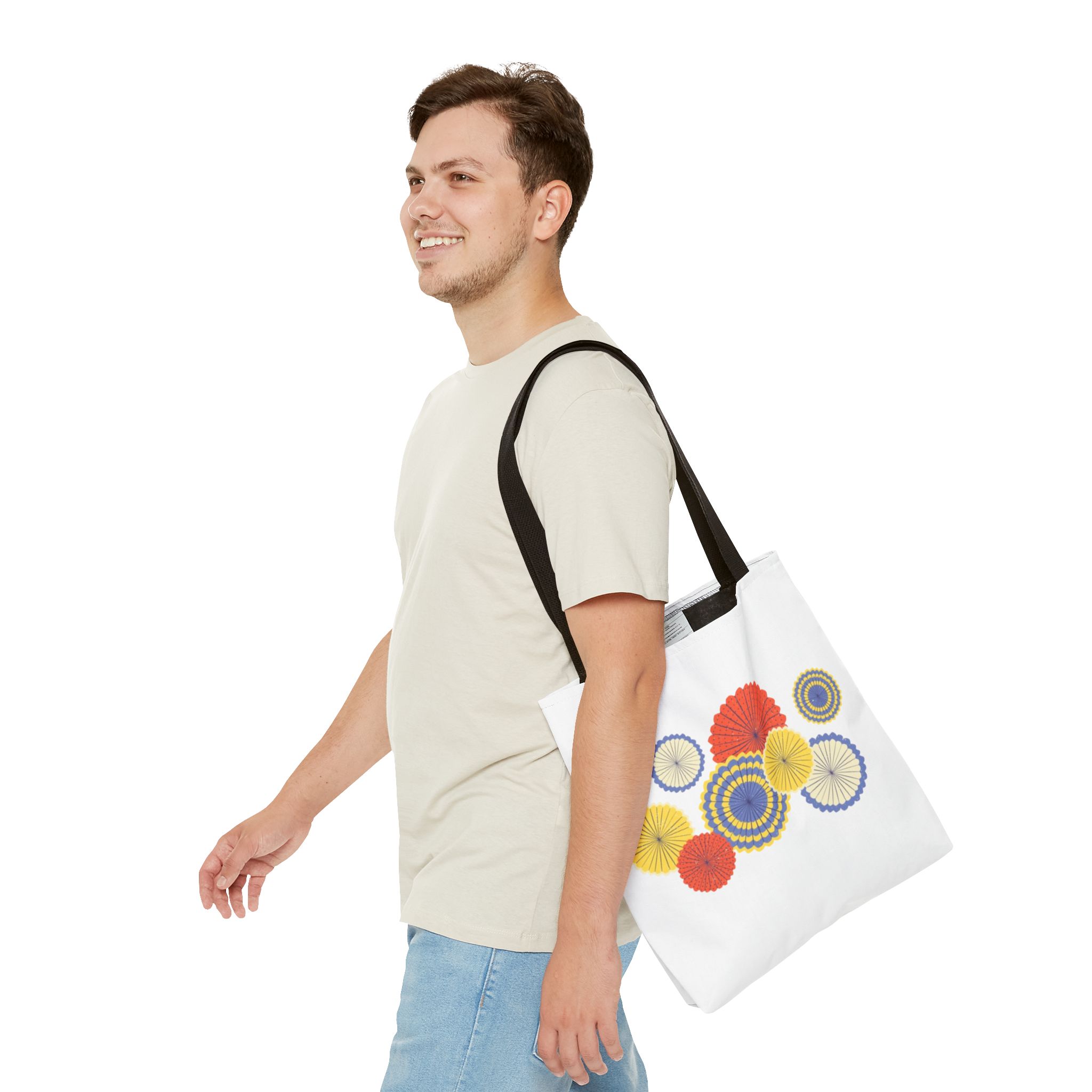 Floral Paper Fans Tote Bag — Colorful Retro Sunburst Design - Image 12