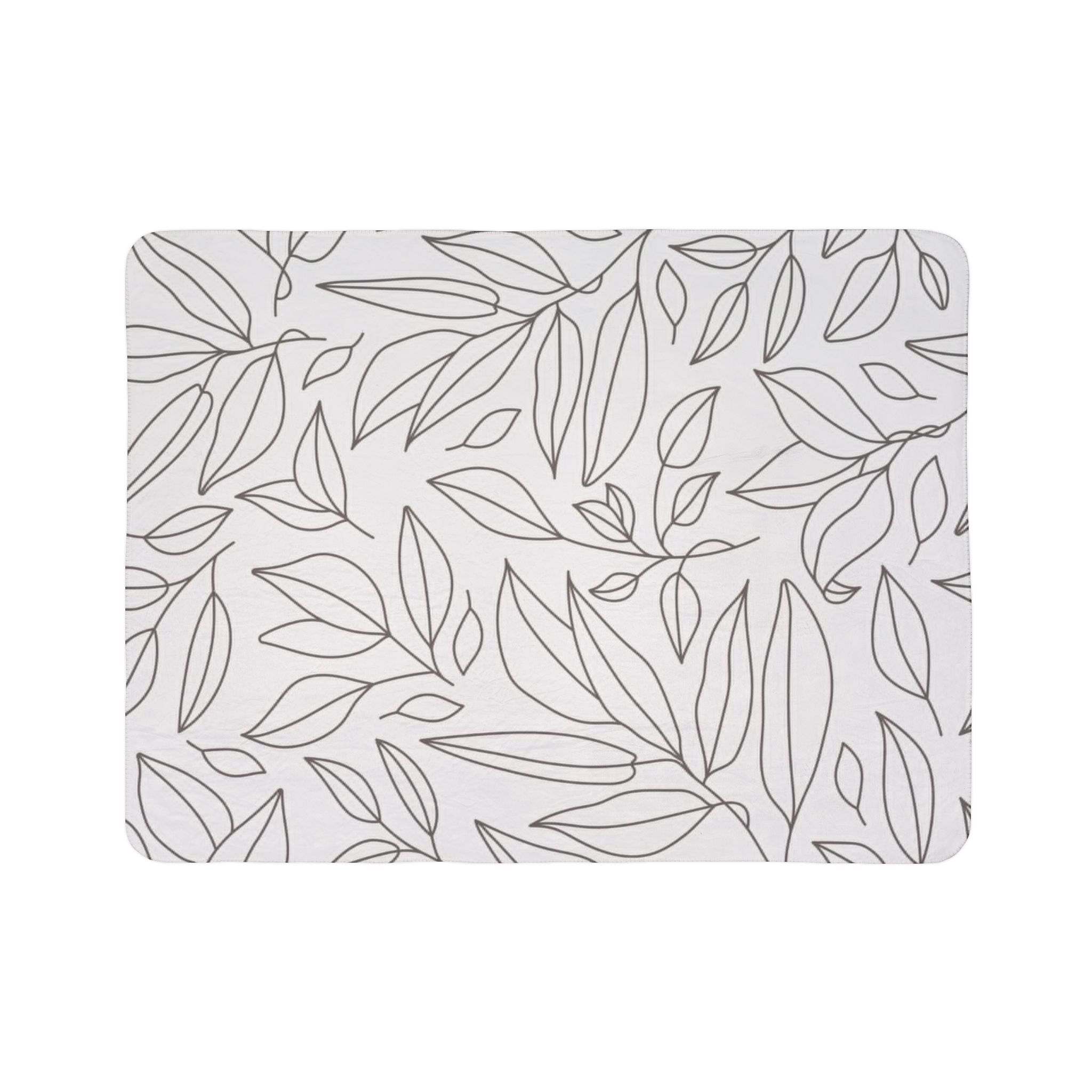 Leaf Outline Fleece Sherpa Blanket – Minimal Botanical Throw - Image 7