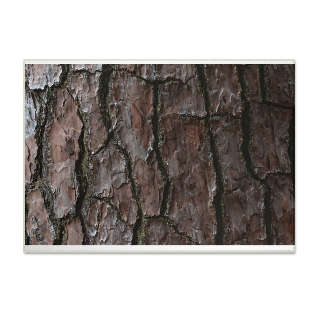 Bark Texture Chenille Rug – Washable Rustic Tree Bark Floor Mat