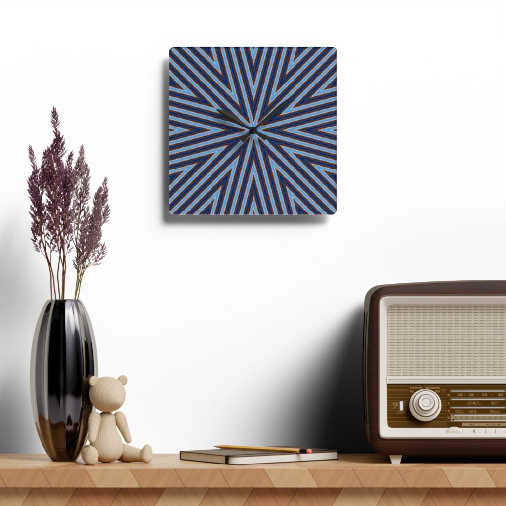 Geometric Blue Stripe Acrylic Wall Clock