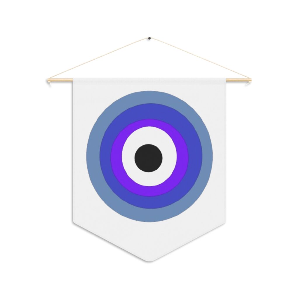 Evil Eye Pennant Wall Banner — Protective Nazar Decor in Blue & Purple