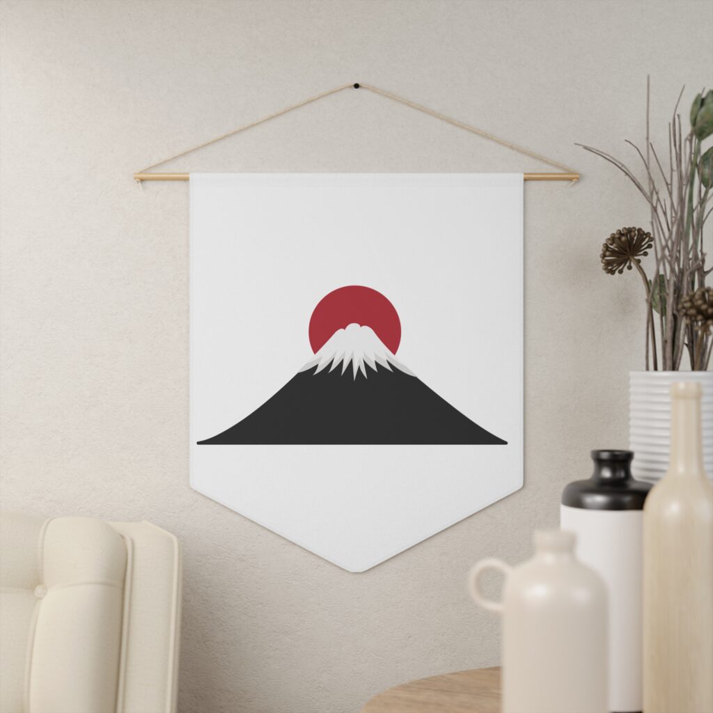 Mount Fuji Sunrise Pennant — Minimal Japanese Mountain Wall Banner