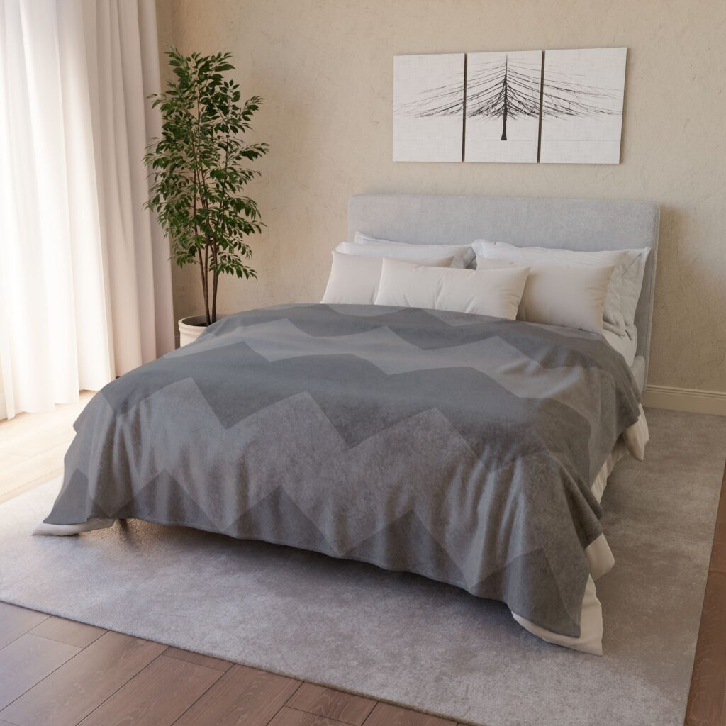 Chevron Plush Blanket — Cozy Gray Zigzag Throw