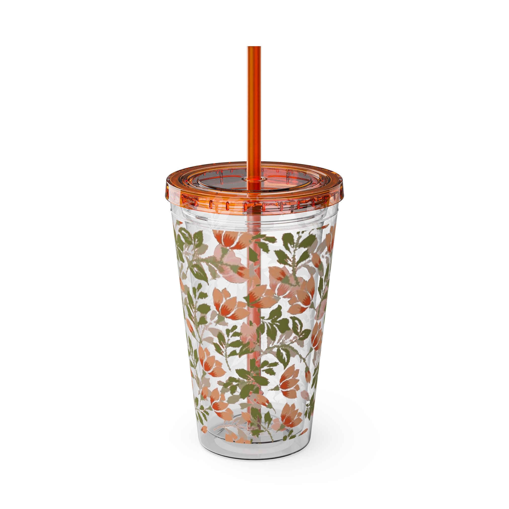 Floral Tumbler with Straw, 16oz - Image 9