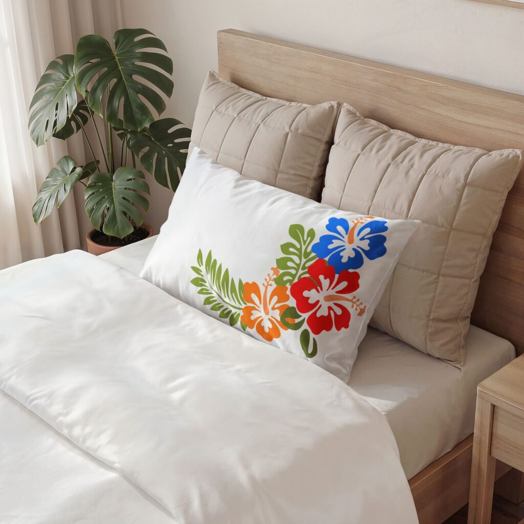 Tropical Hibiscus Floral Cotton Pillow Sham
