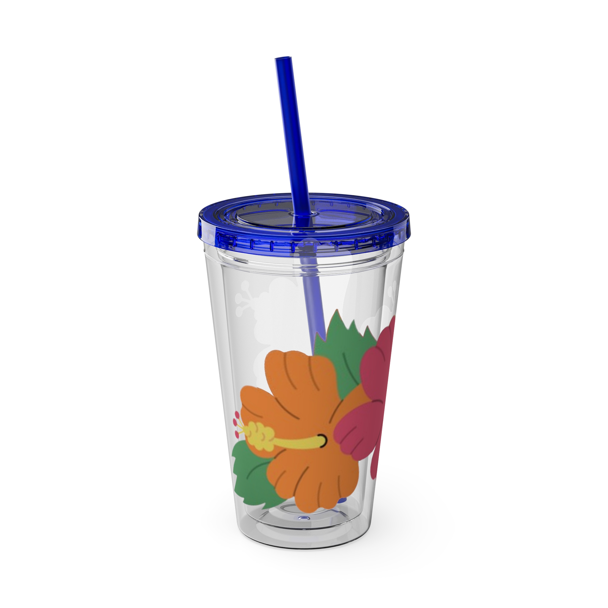 Tropical Hibiscus Sunsplash Tumbler with Straw | 16oz - Image 30