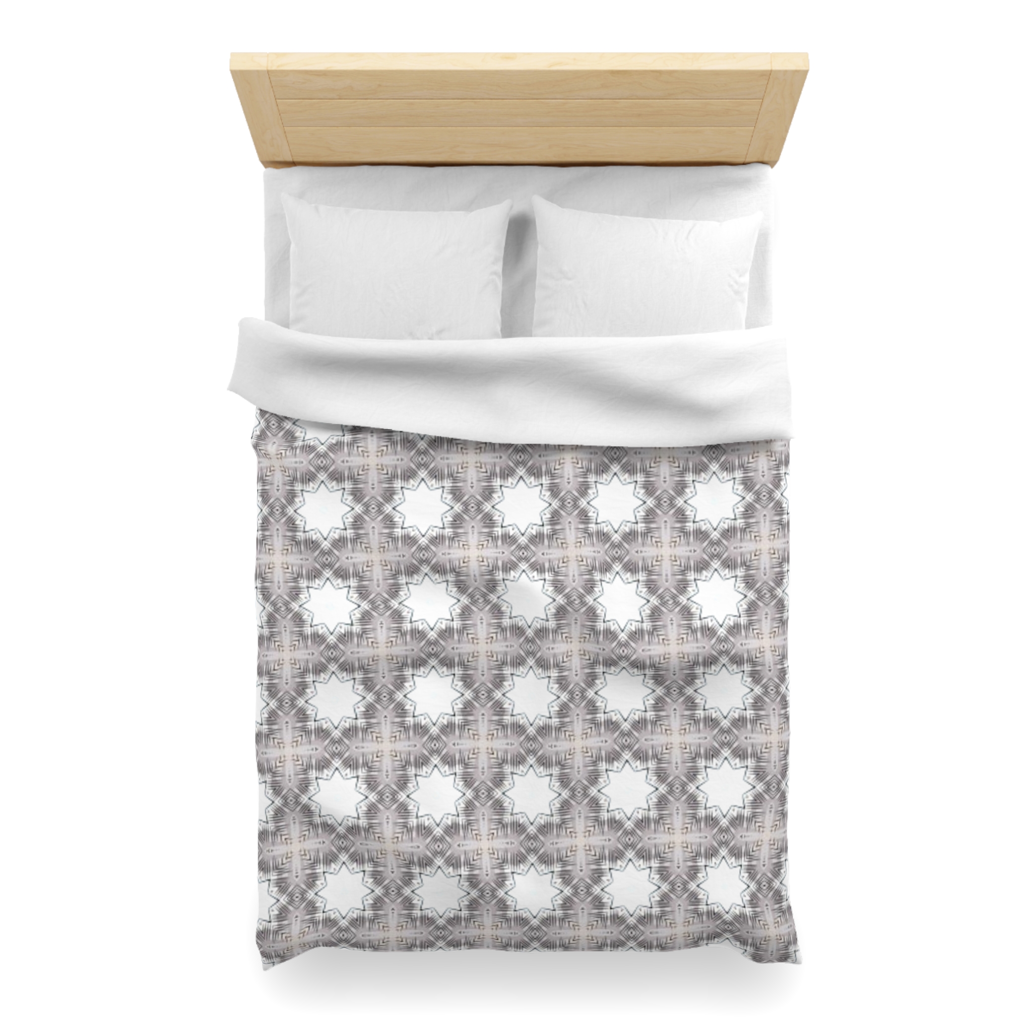Gray Geometric Moroccan Star Microfiber Duvet Cover - Image 23
