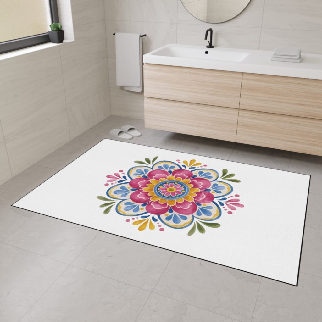 Colorful Floral Mandala Heavy Duty Floor Mat