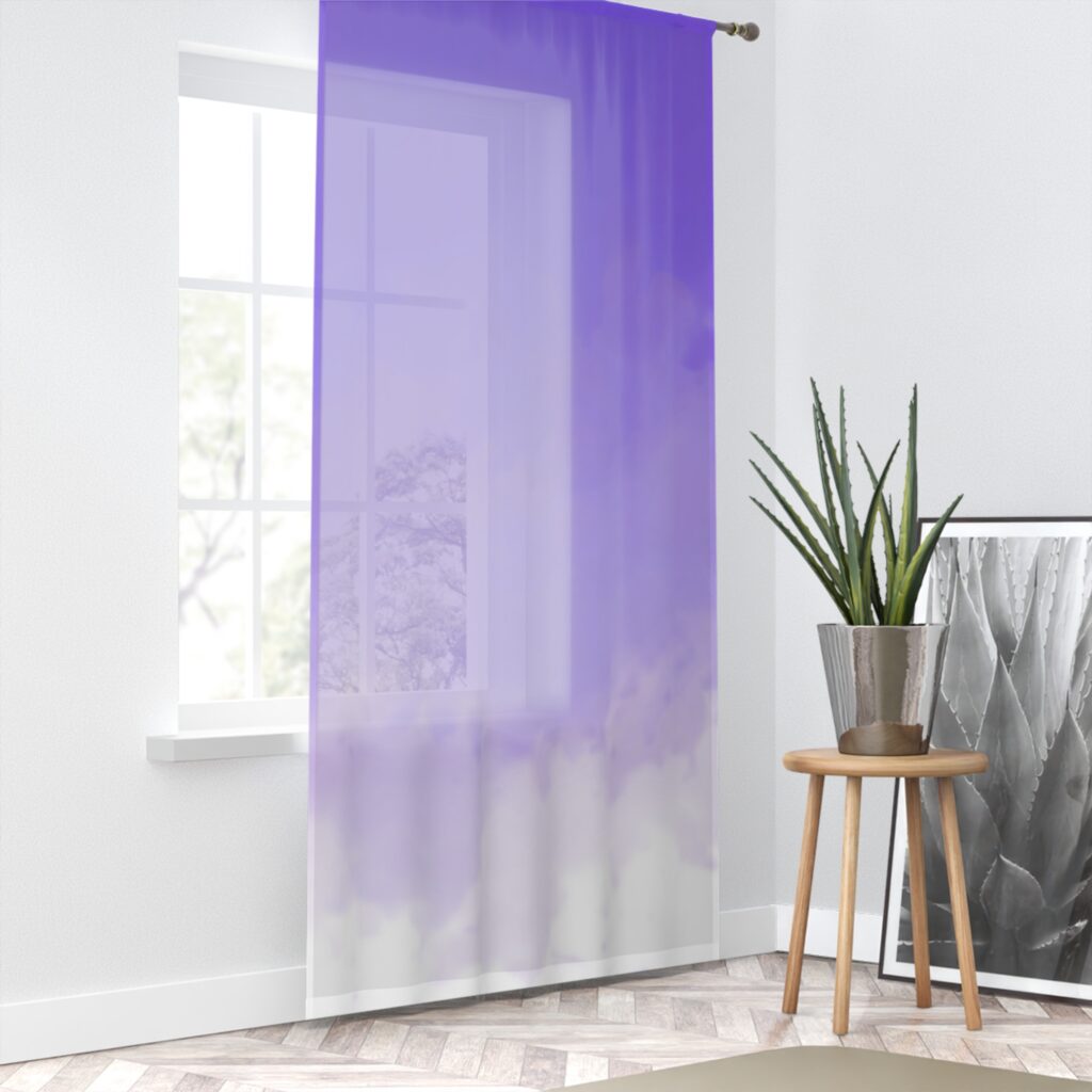 Purple Ombre Cloud Sheer Curtain — Light-Filtering Window Drapes for Bedroom & Living Room