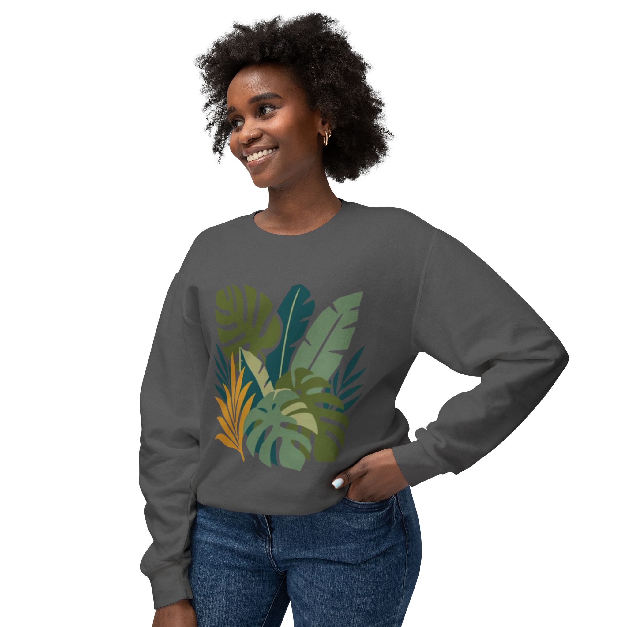 Tropical Leaf Botanical Print Sweatshirt - Image 27