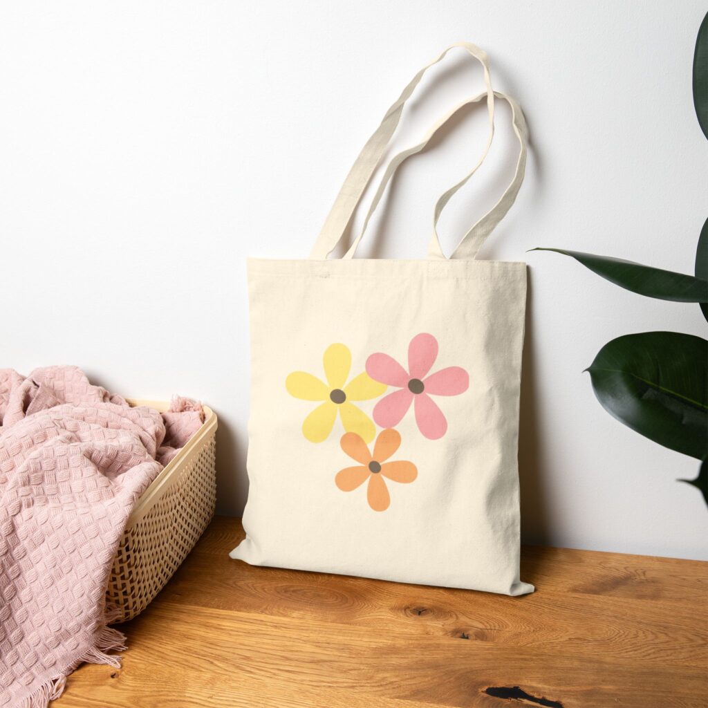 Colorful Floral Cotton Canvas Tote Bag