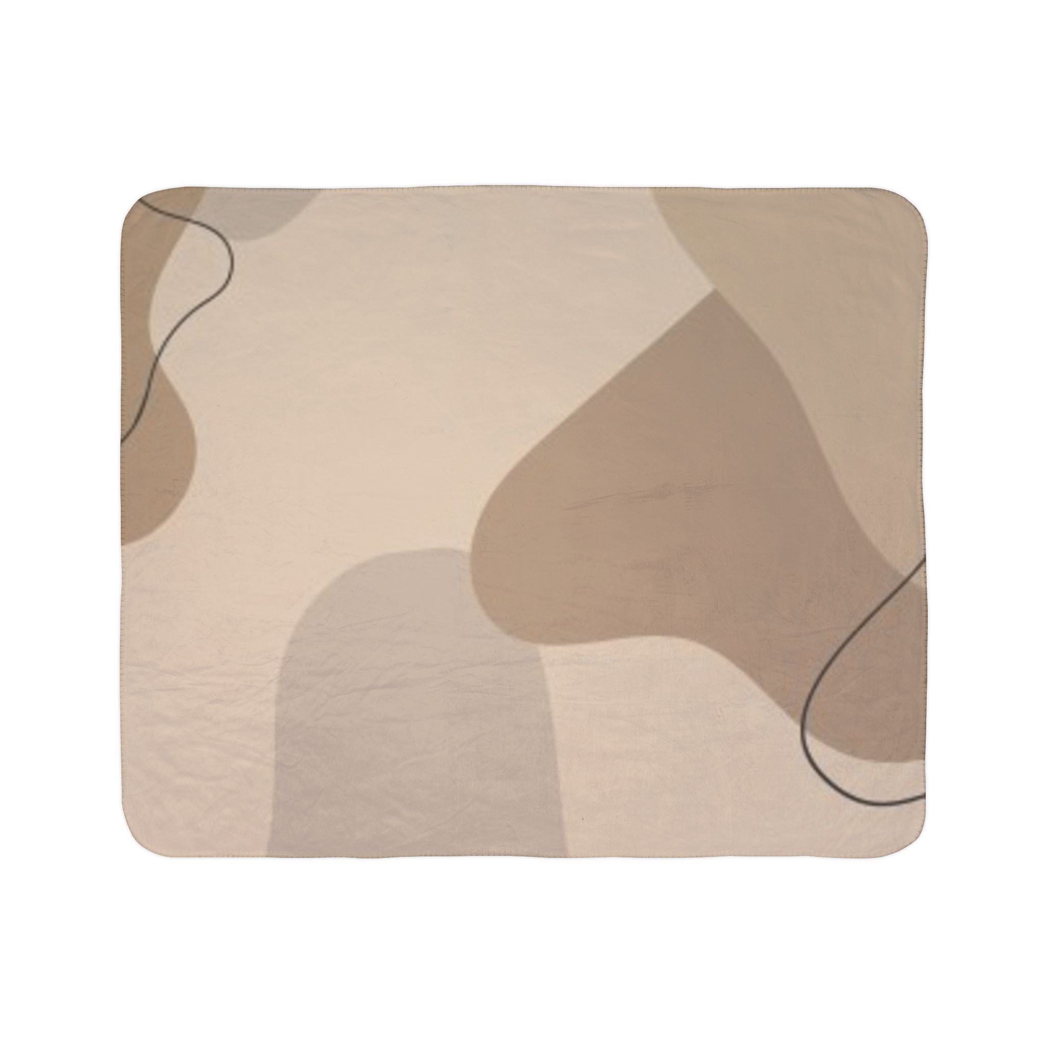Abstract Neutral Shapes Sherpa Blanket — Cozy Beige Fleece Throw - Image 7