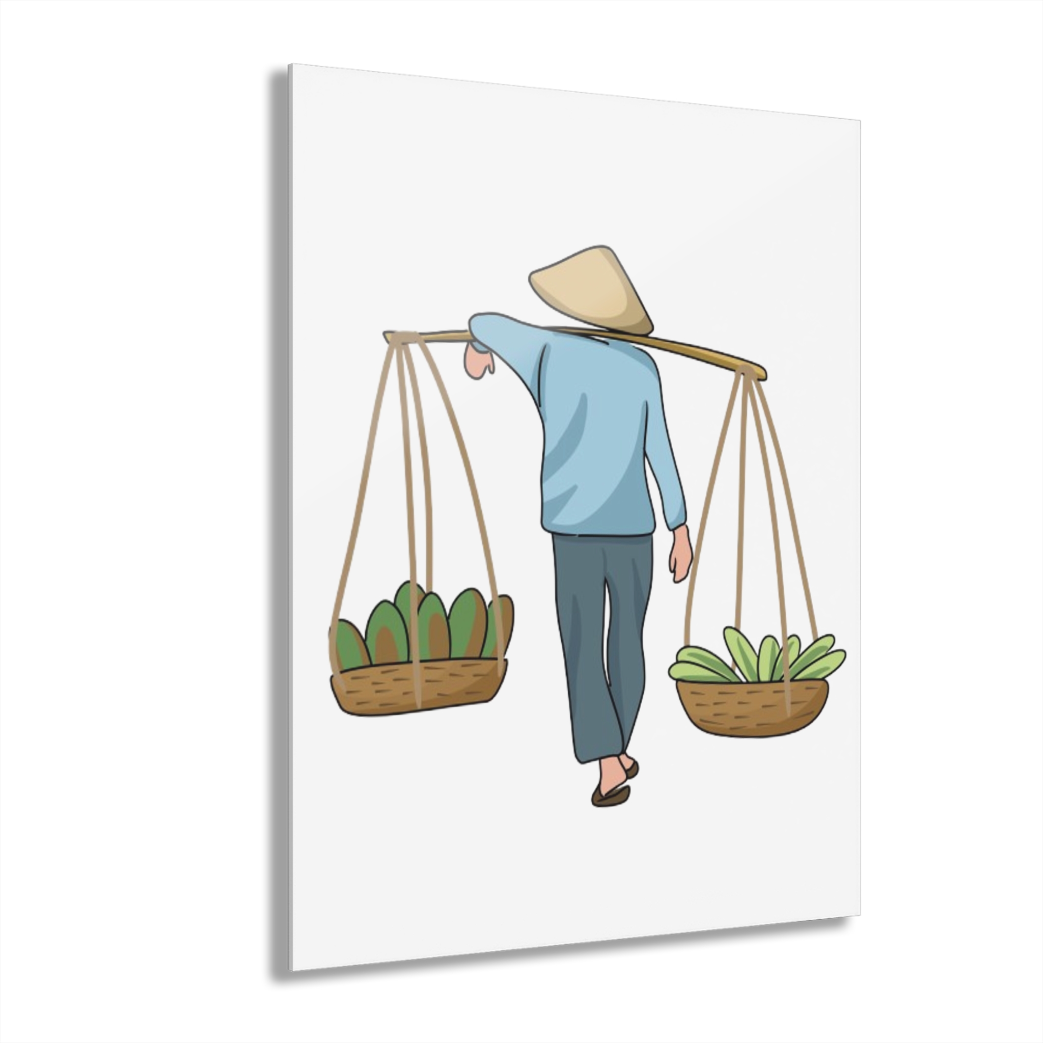 Acrylic Print — Vietnamese Market Vendor Illustration (French Cleat Hanging) - Image 5