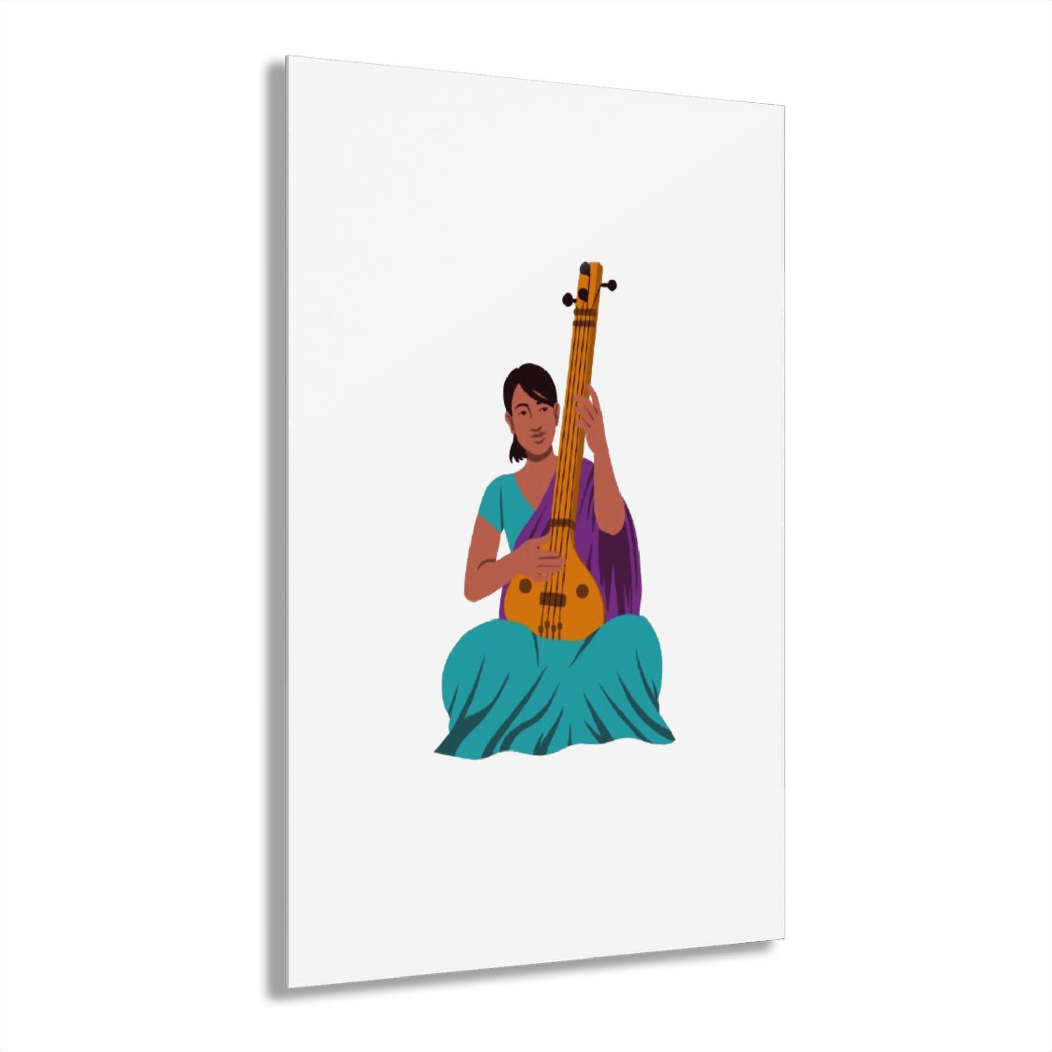 Acrylic Print — Seated Indian Musician Veena Art (French Cleat Hanging) - Image 9