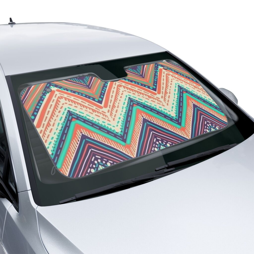 Colorful Chevron Pattern Car Sun Shade