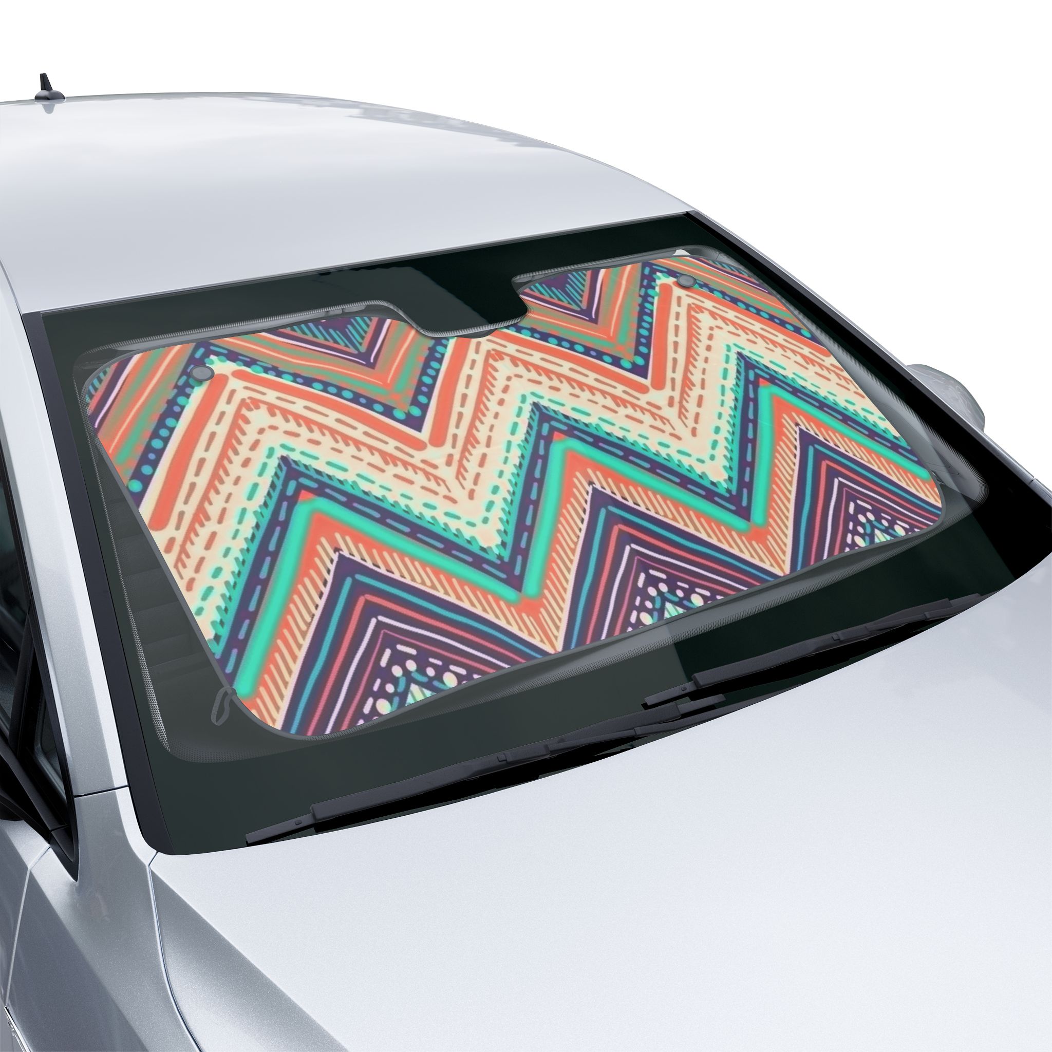 Colorful Chevron Pattern Car Sun Shade