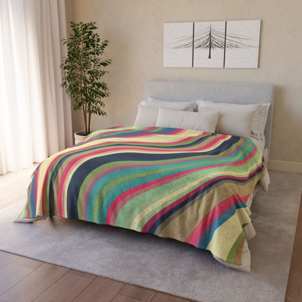 Retro Swirl Cozy Blanket — Colorful Vintage Wave Polyester Throw