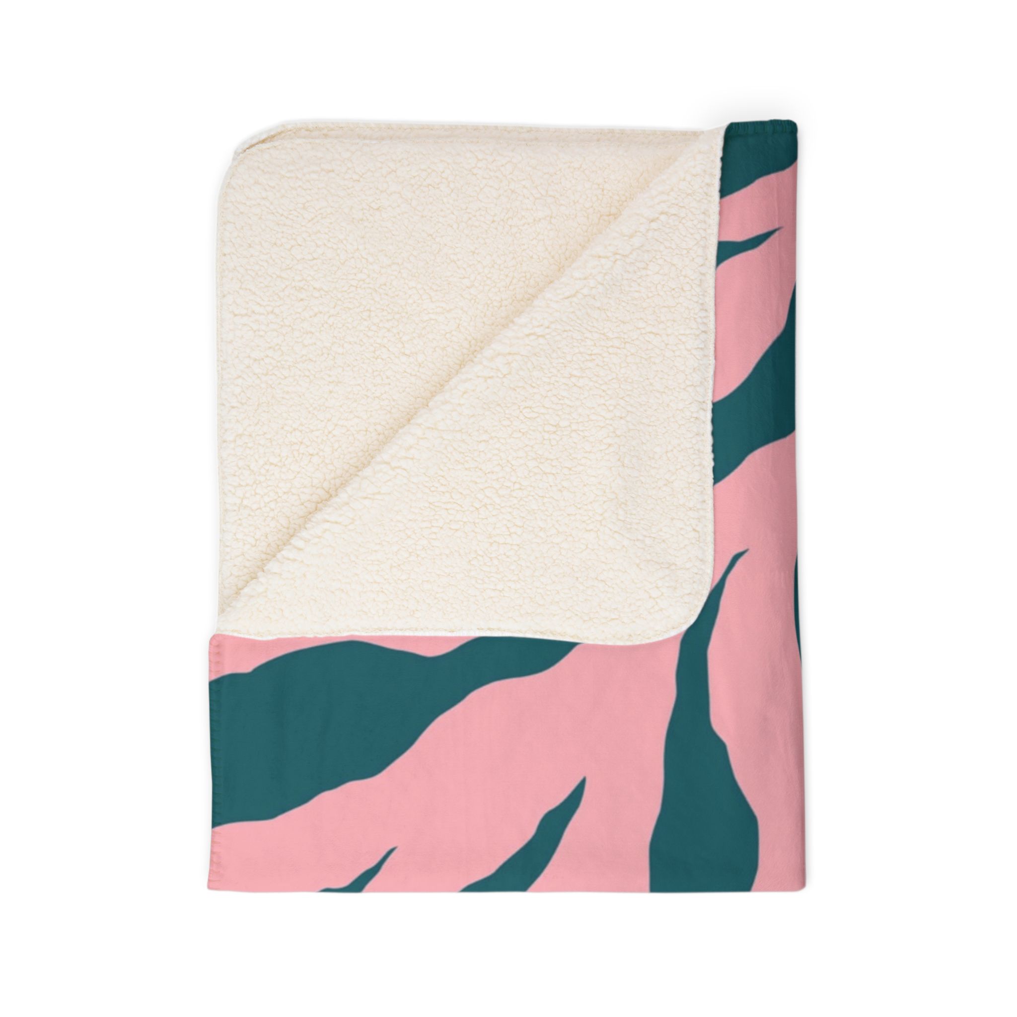 Pink Teal Zebra Print Sherpa Blanket — Cozy Fleece Throw for Home, Dorm & Gifts - Image 5