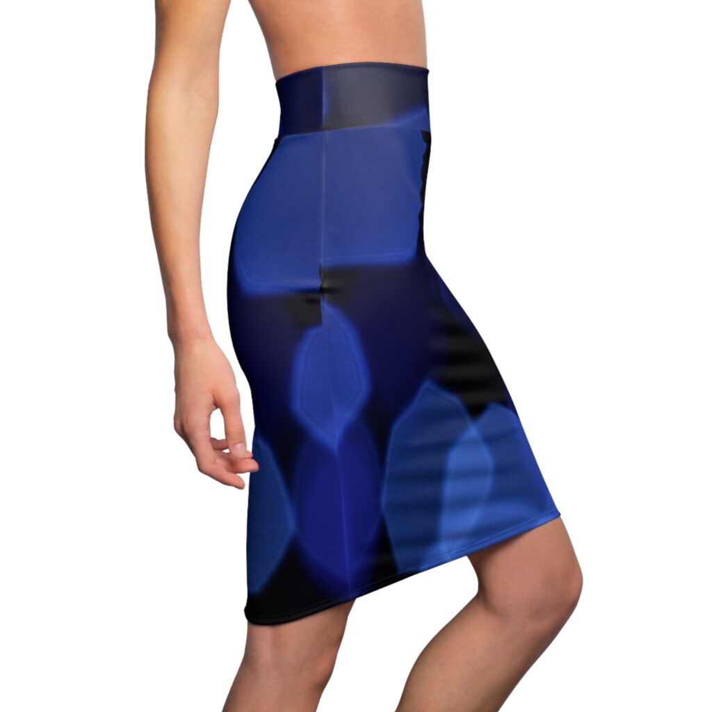 Women's Blue Bokeh Pencil Skirt