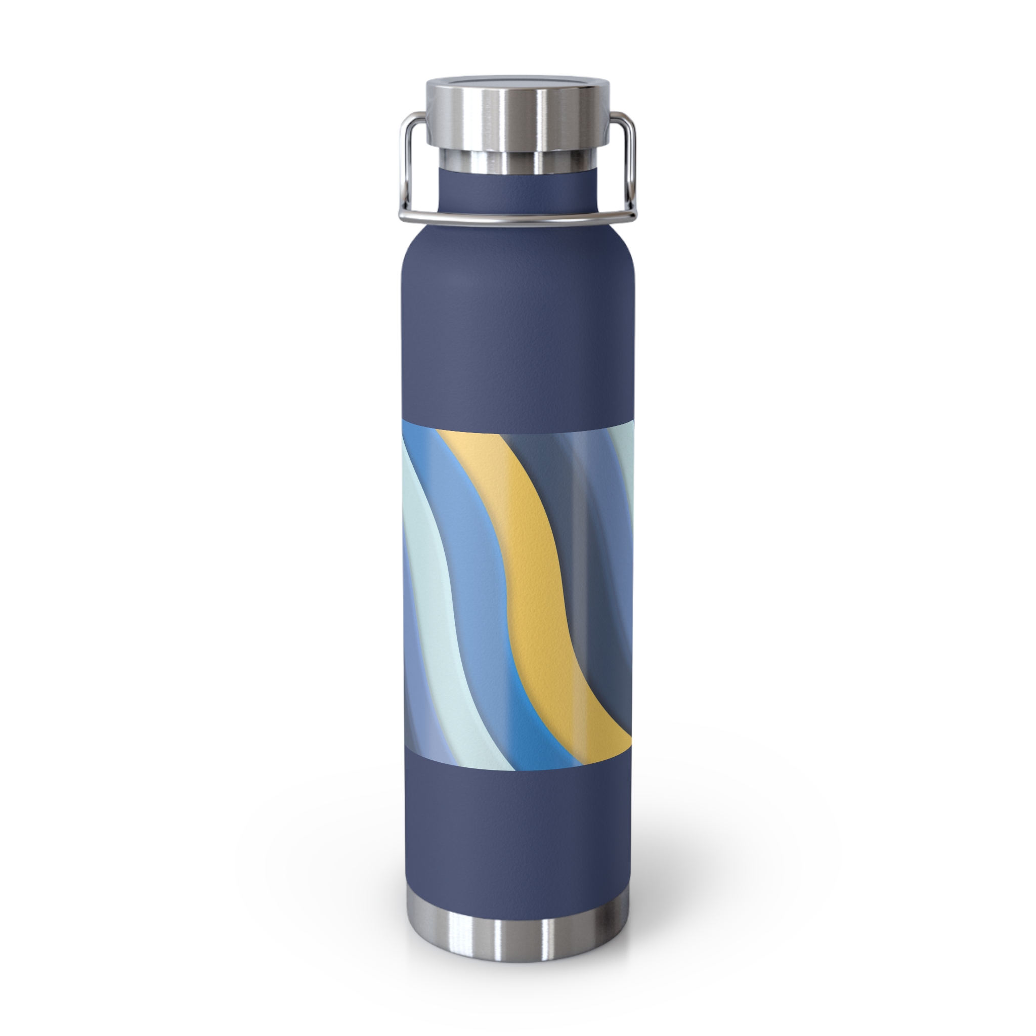 22oz Abstract Blue and Yellow Wave Vacuum Insulated Bottle - Image 36