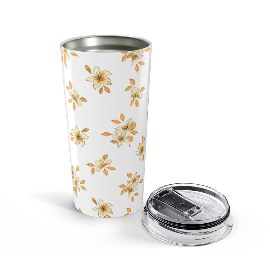 Yellow Watercolor Floral Tumbler | 20oz Stainless Travel Cup