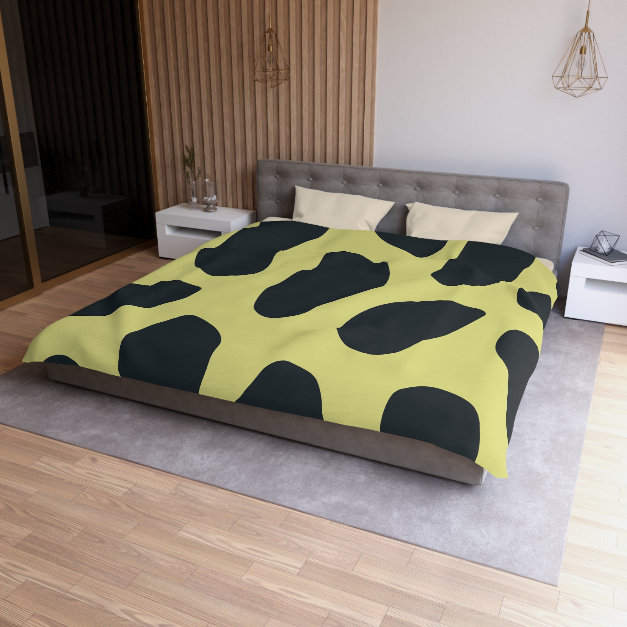Black and Yellow Abstract Pattern Microfiber Duvet Cover