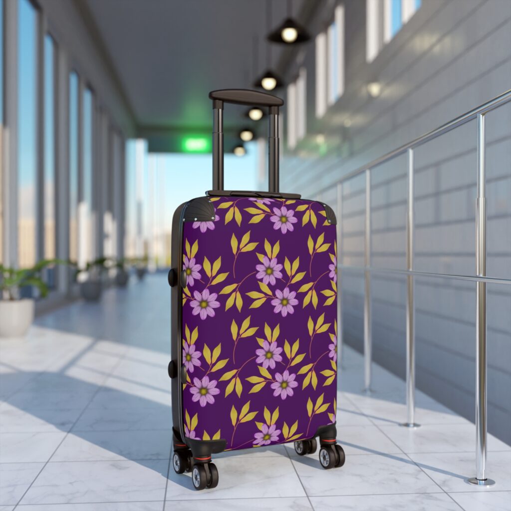 Purple Floral Rolling Suitcase