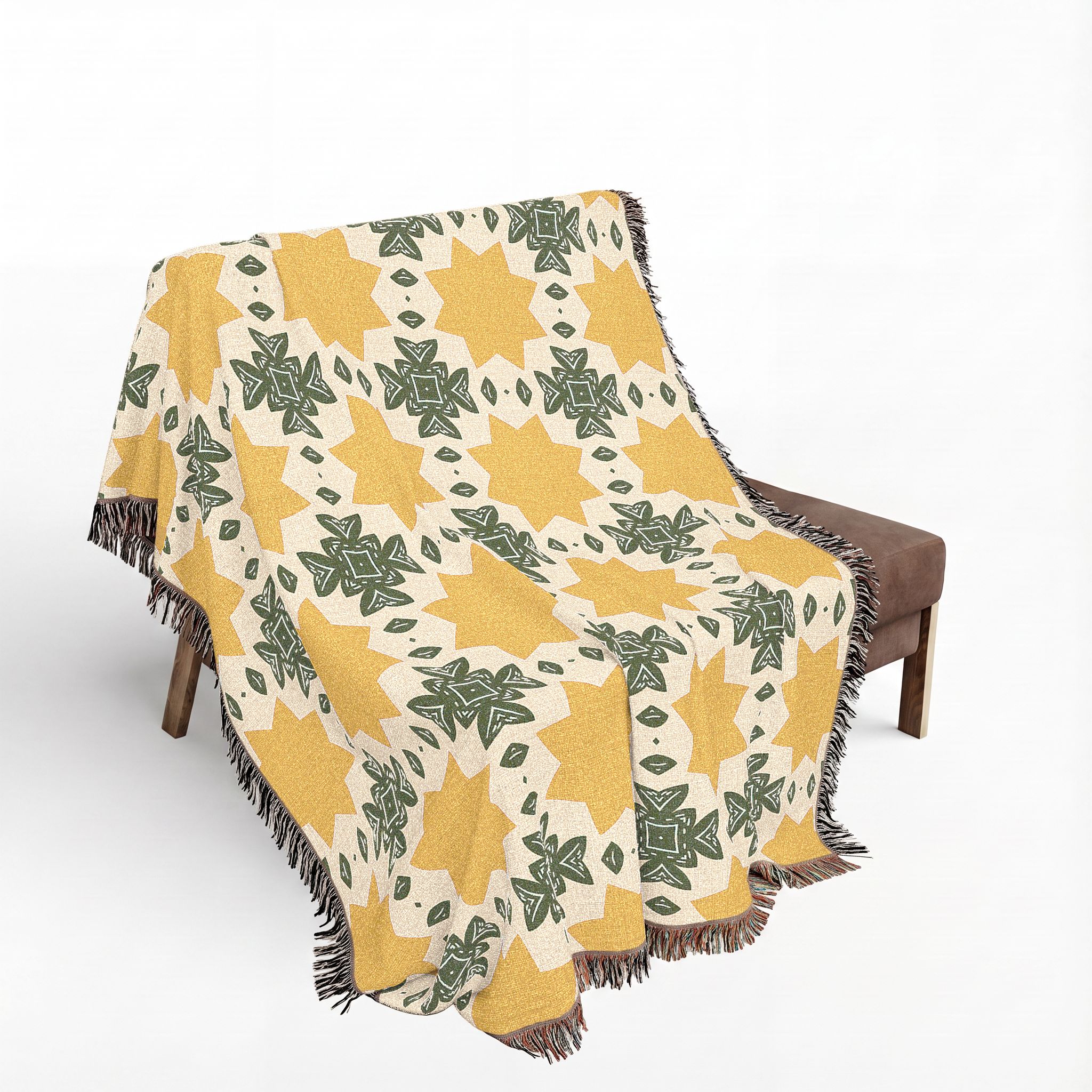 Mustard & Sage Geometric Woven Blanket - Image 15